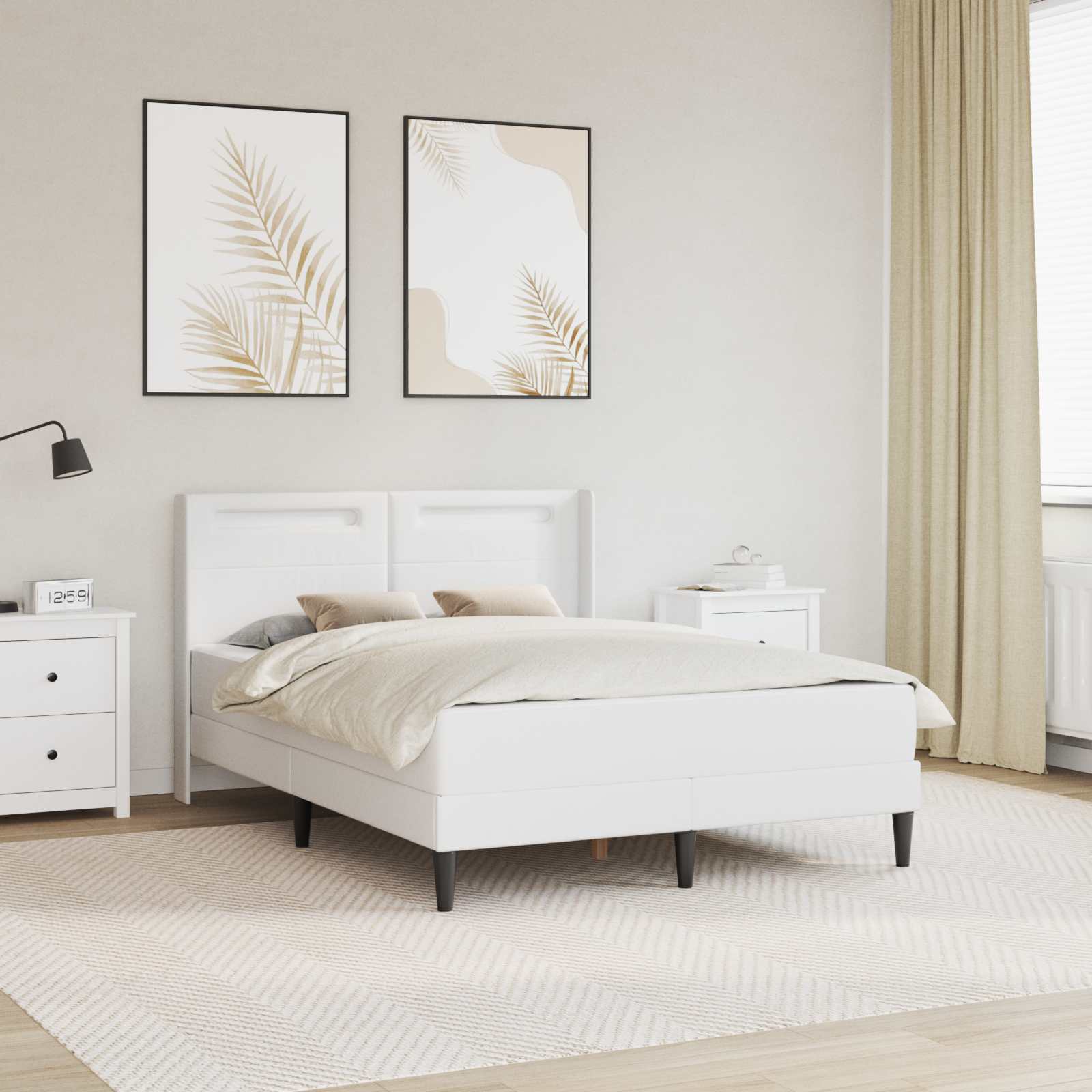 Cadre de lit avec matelas Blanc 140 x 200 cm Simili cuir - XIOS