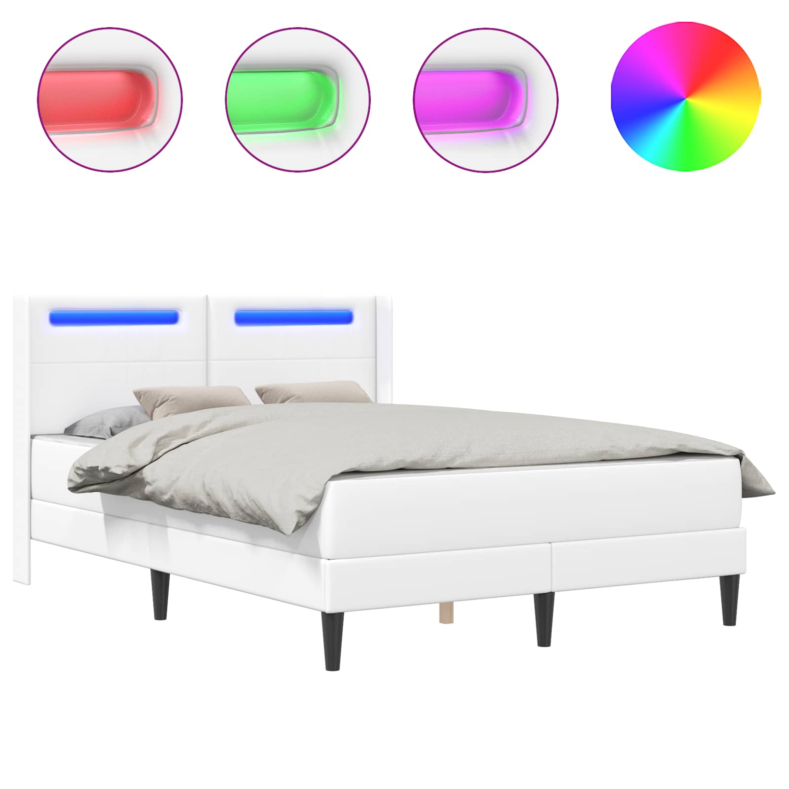 Cadre de lit avec matelas Blanc 140 x 200 cm Simili cuir - XIOS