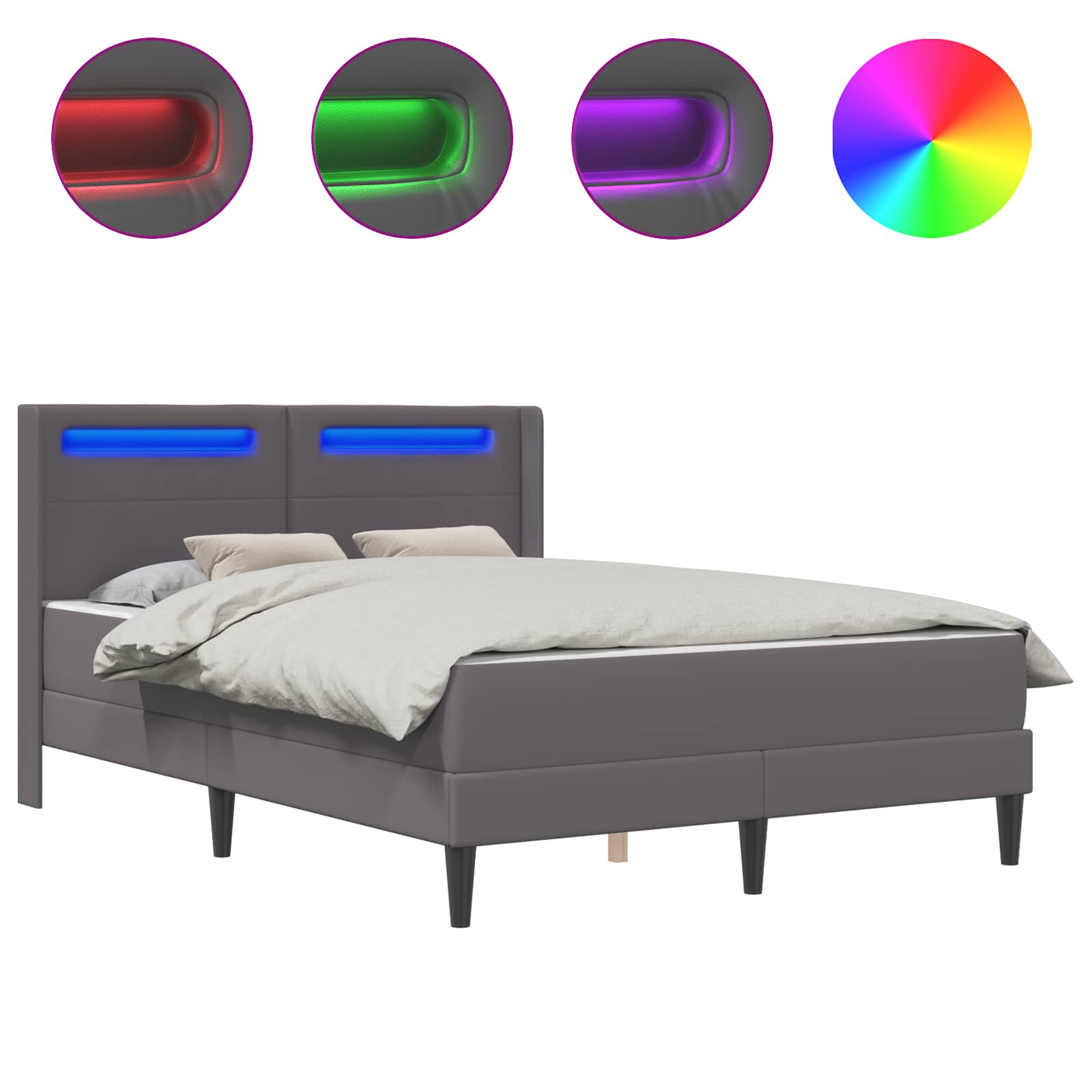 Cadre de lit avec matelas Gris 160 x 200 cm Simili cuir - XIOS