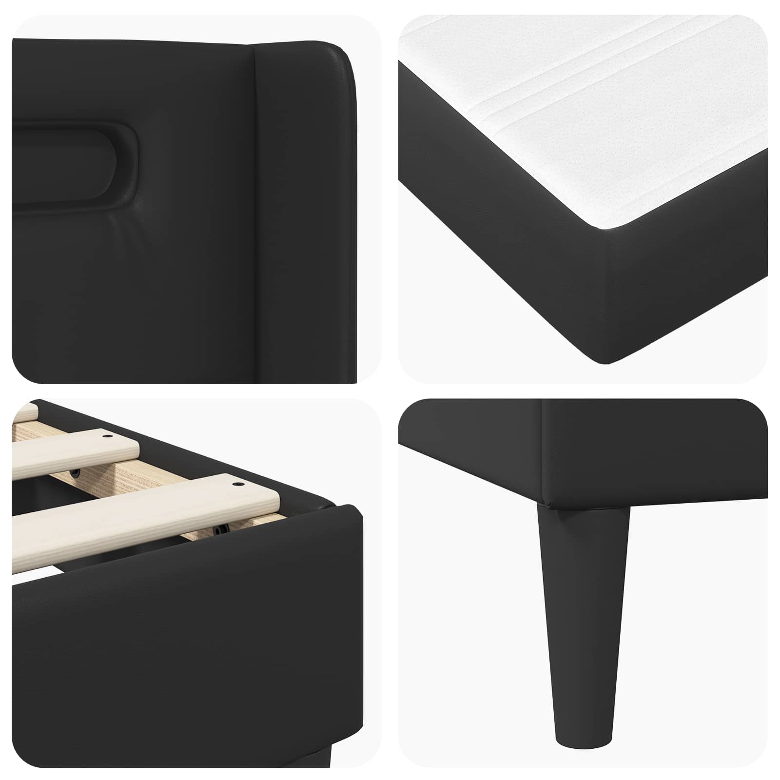 Cadre de lit avec matelas Noir 160 x 200 cm Simili cuir - XIOS