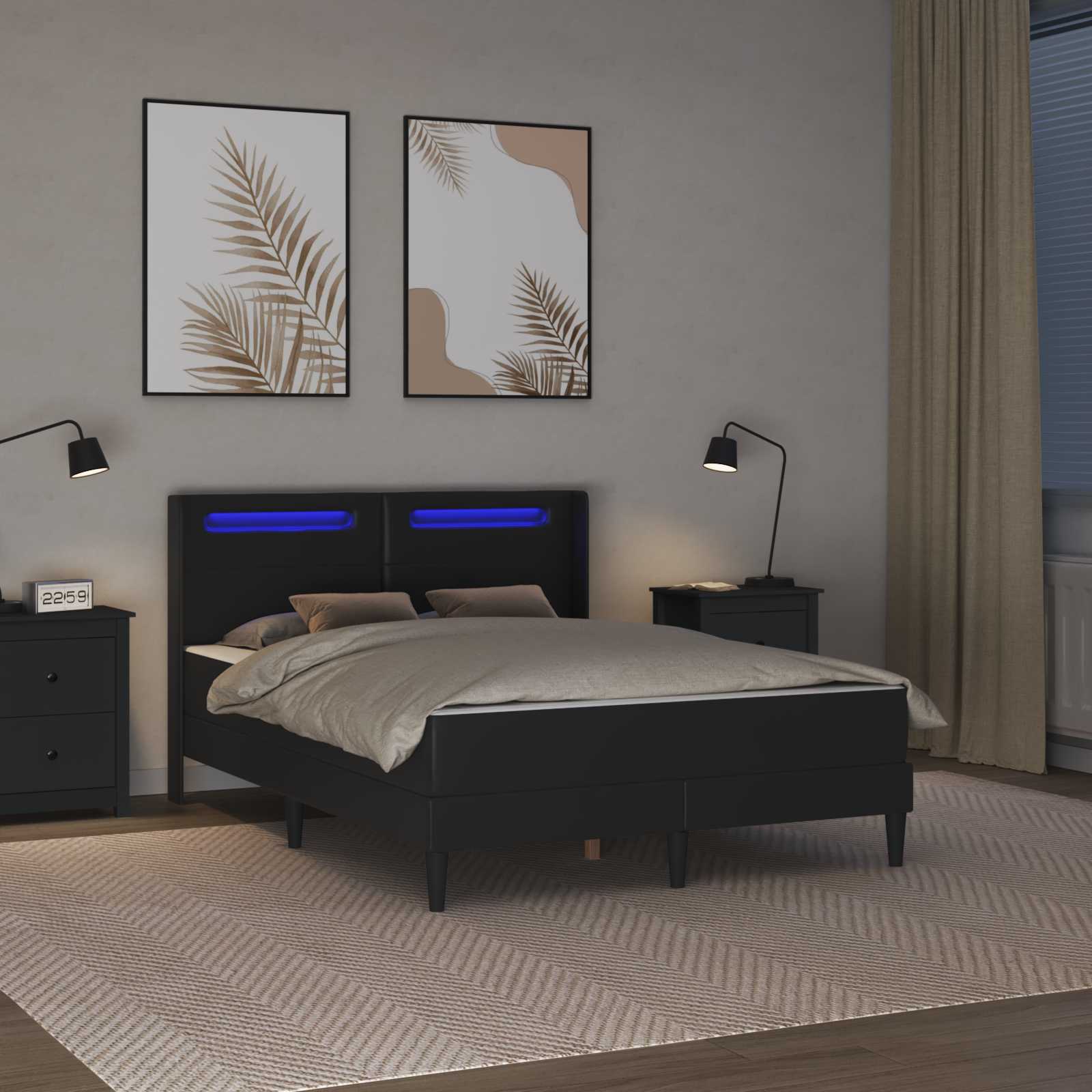 Cadre de lit avec matelas Noir 160 x 200 cm Simili cuir - XIOS