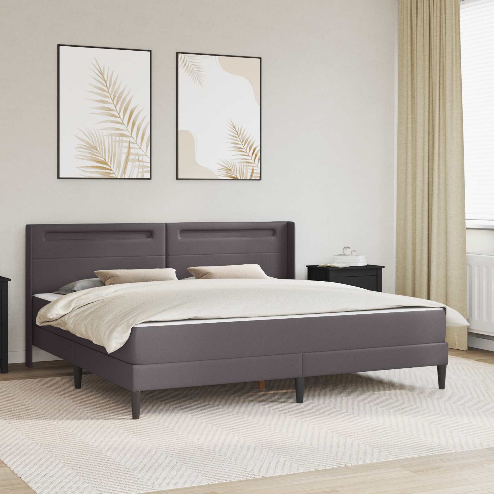 Cadre de lit avec matelas Gris 180 x 200 cm Simili cuir - XIOS