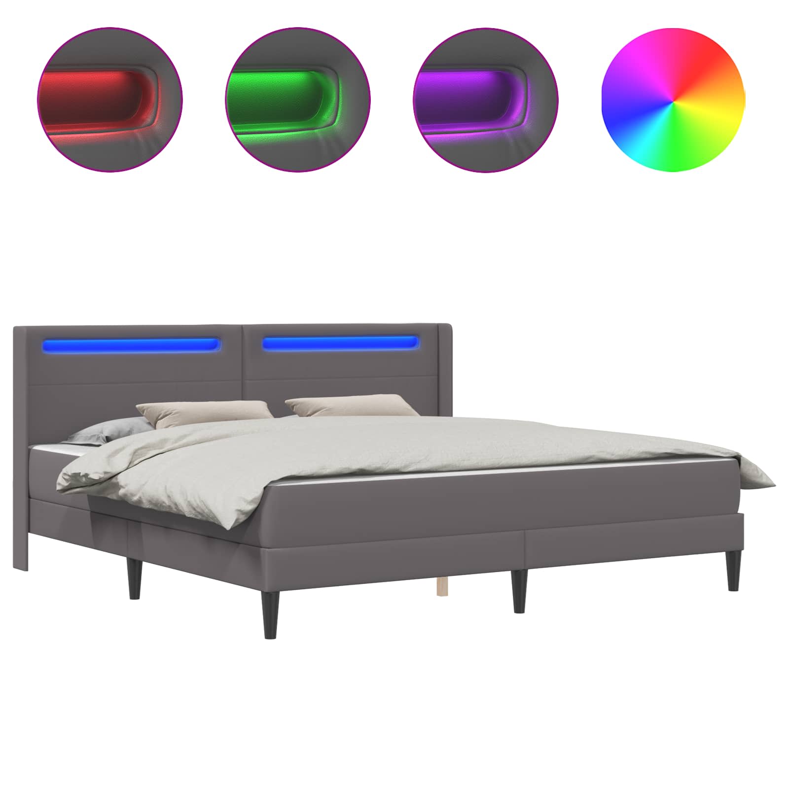 Cadre de lit avec matelas Gris 180 x 200 cm Simili cuir - XIOS