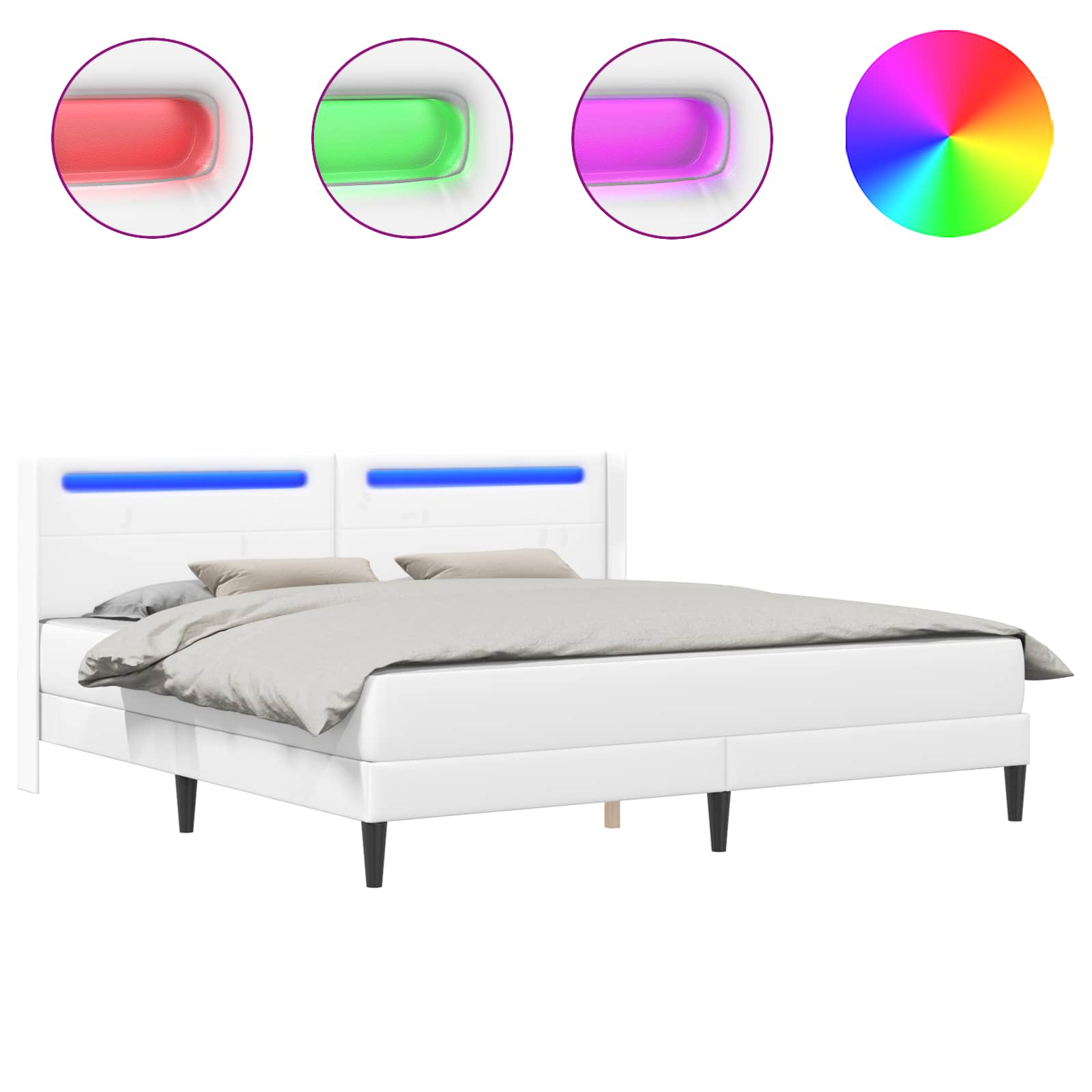Cadre de lit avec matelas Blanc 180 x 200 cm Simili cuir - XIOS