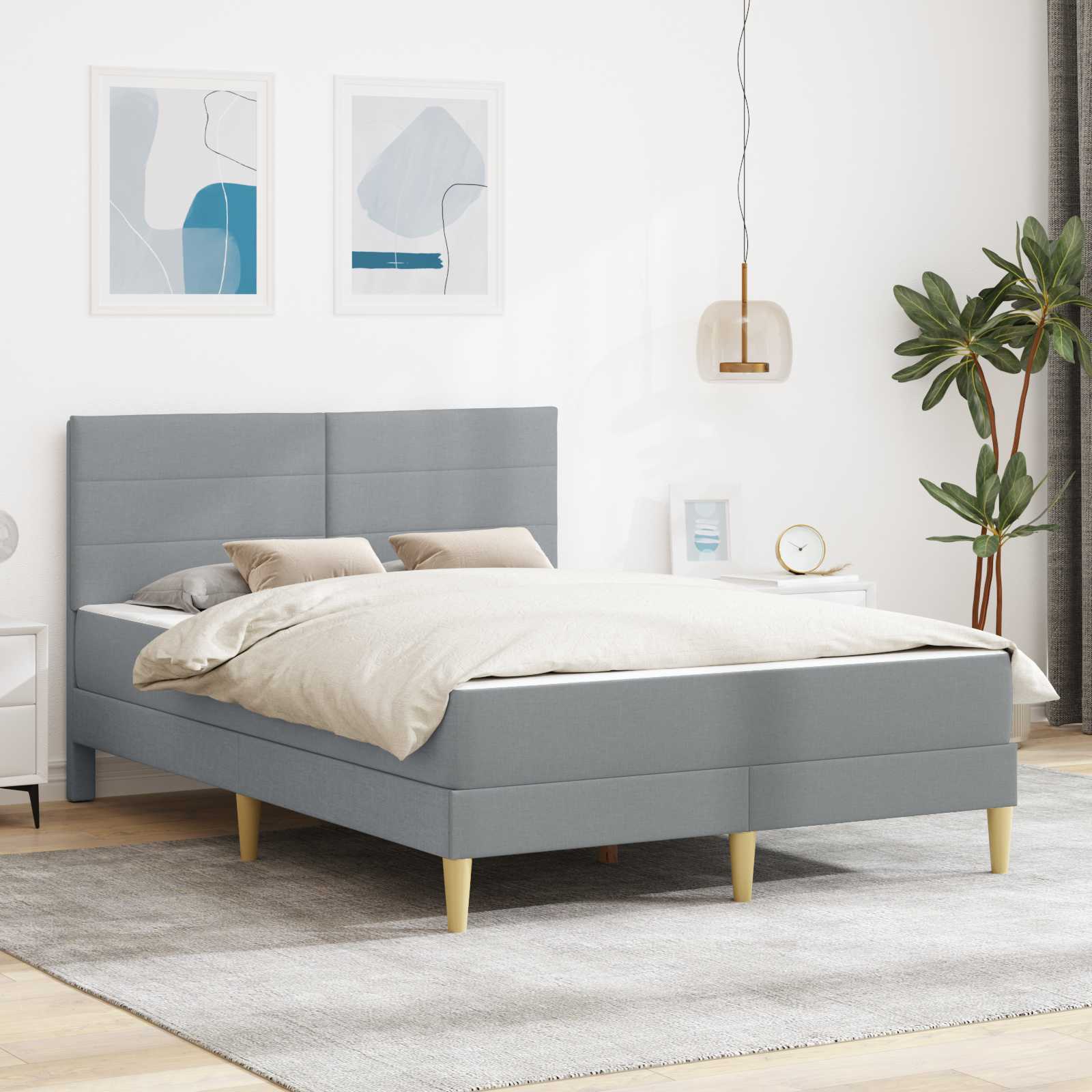 Cadre de lit Gris clair 120 x 200 cm Polyester - XIOS