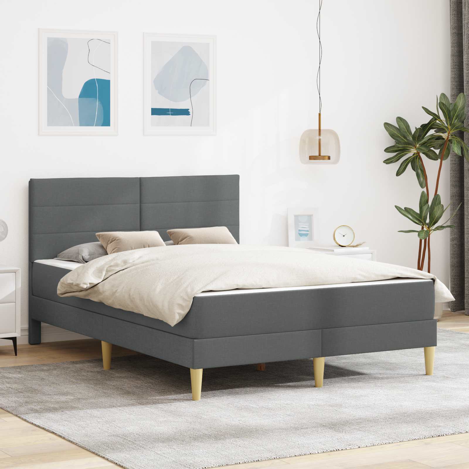 Cadre de lit Gris foncé 120 x 200 cm Polyester - XIOS
