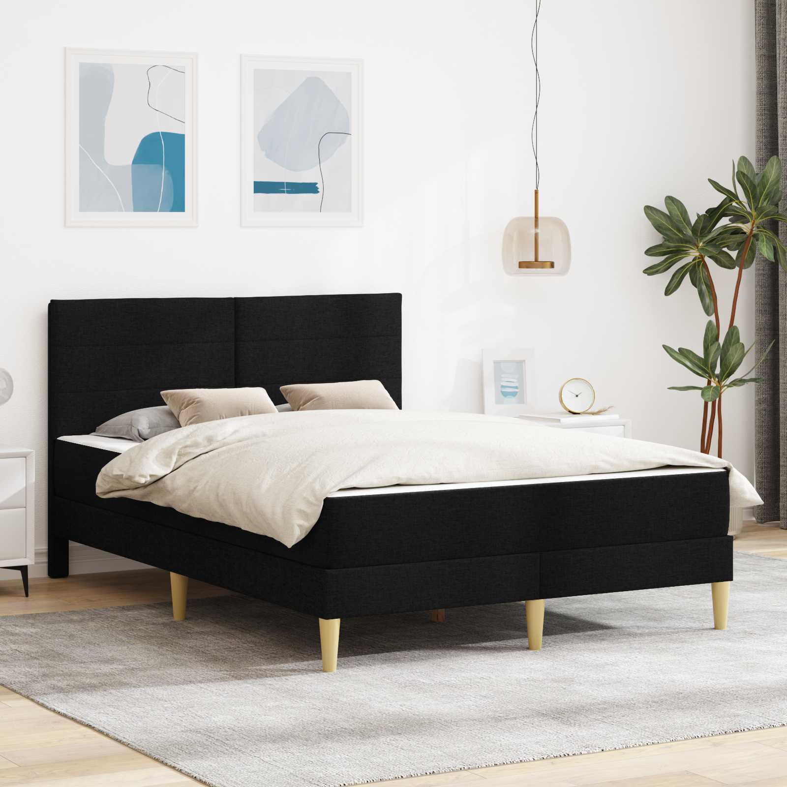 Cadre de lit Noir 140 x 200 cm Polyester - XIOS