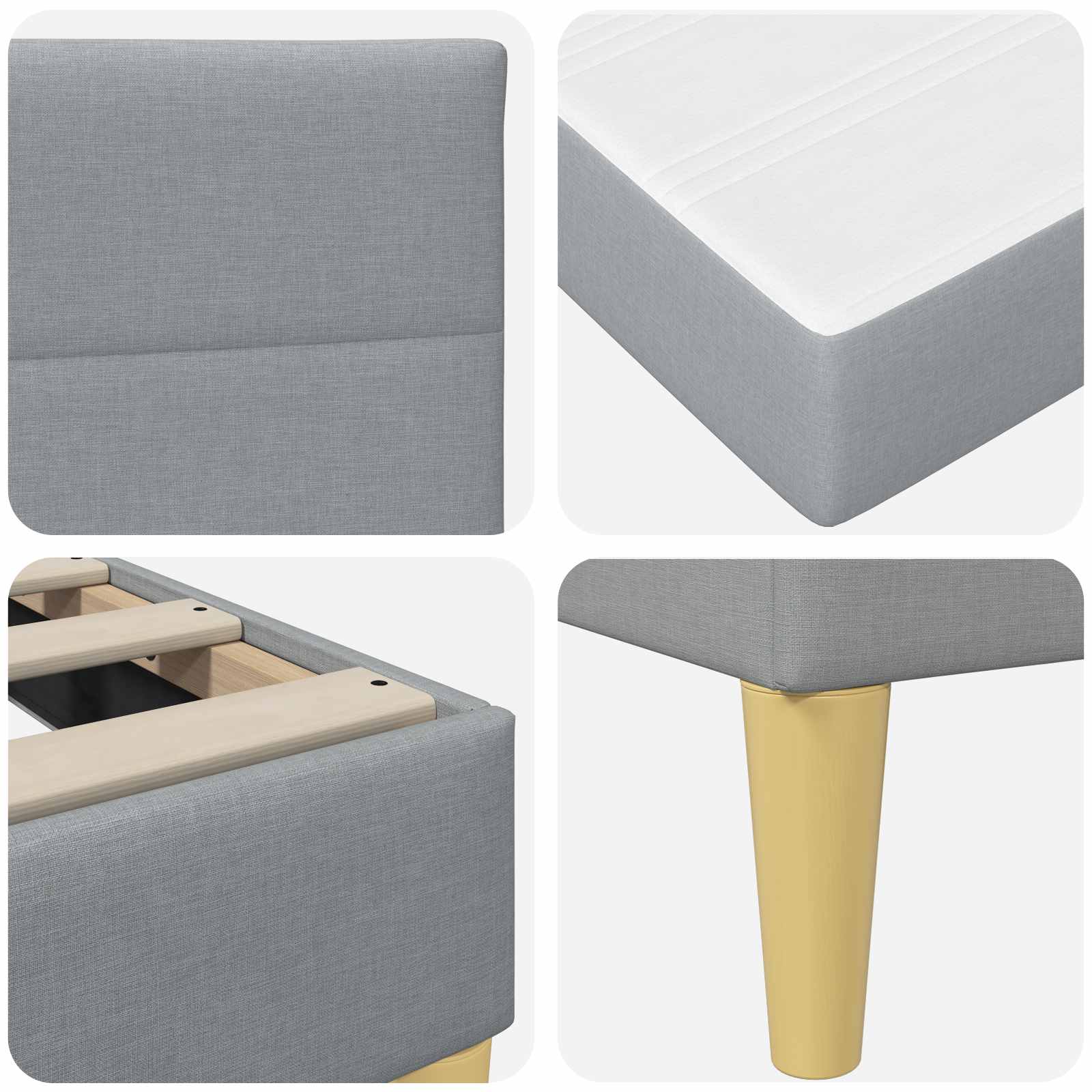 Cadre de lit Gris clair 180 x 200 cm Polyester - XIOS