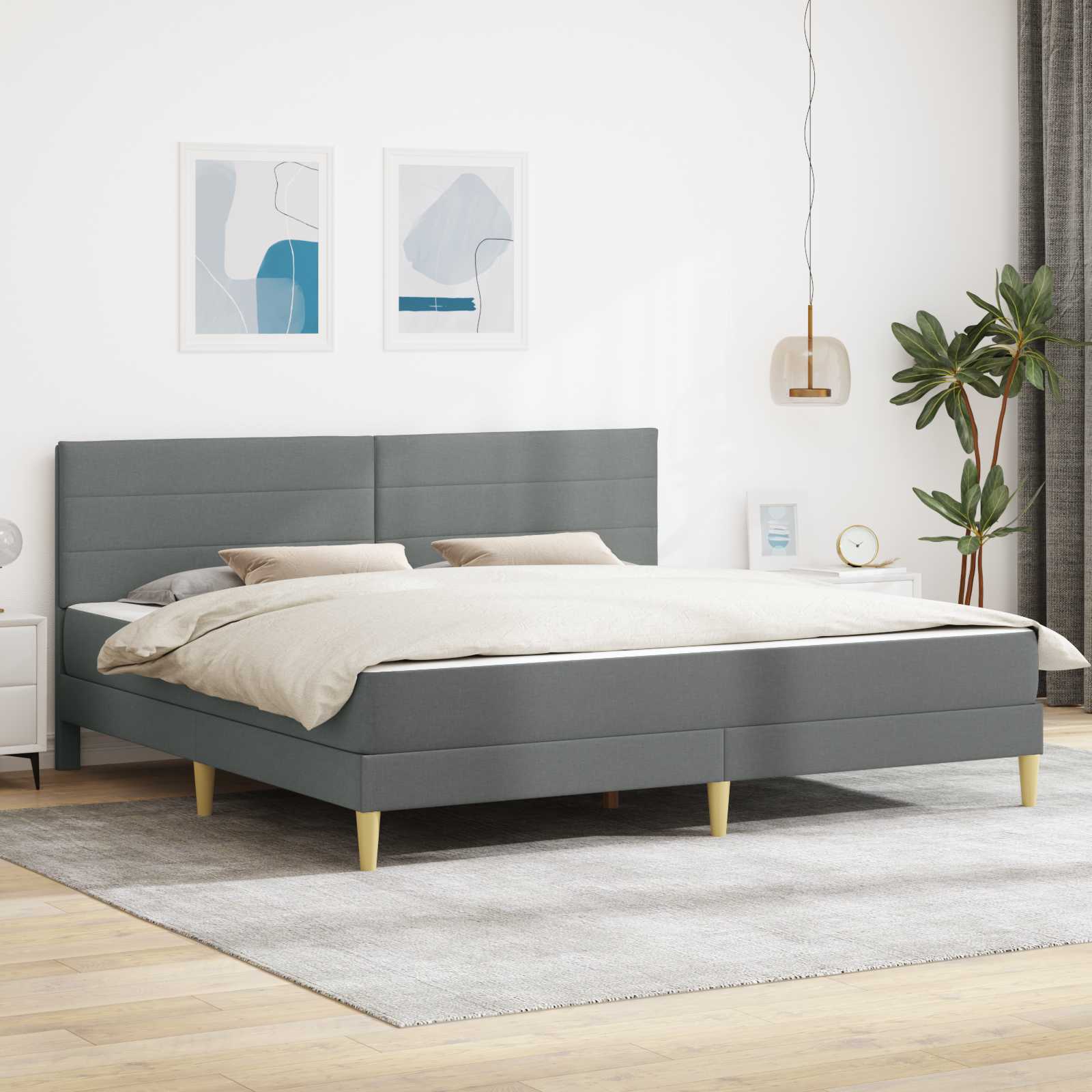 Cadre de lit Gris foncé 180 x 200 cm Polyester - XIOS
