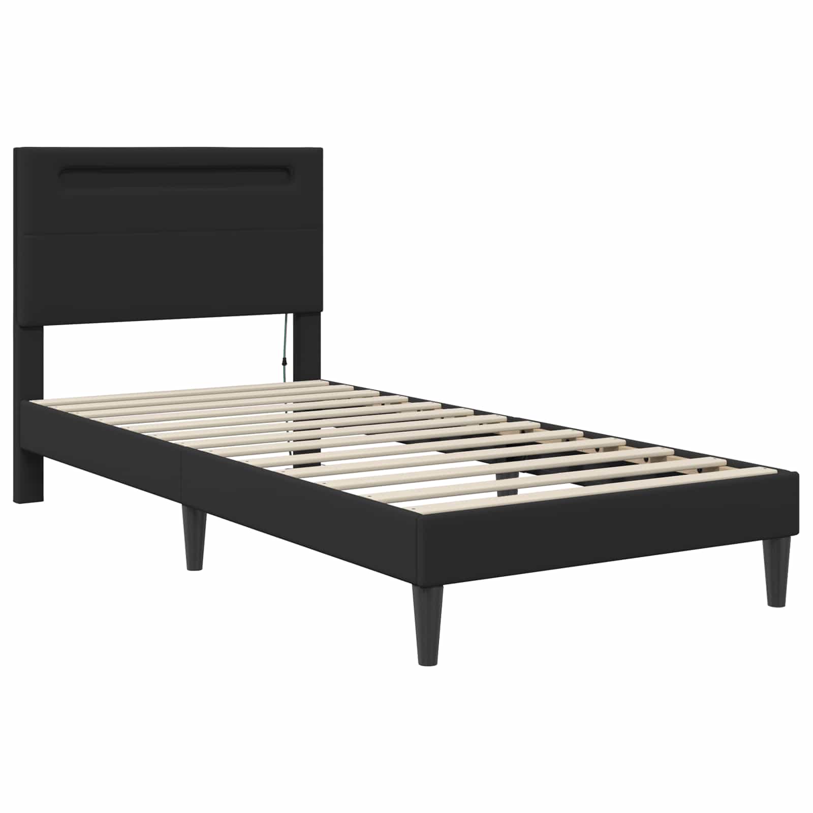 Cadre de lit avec bandes LED Noir 80 x 200 cm Simili cuir - XIOS