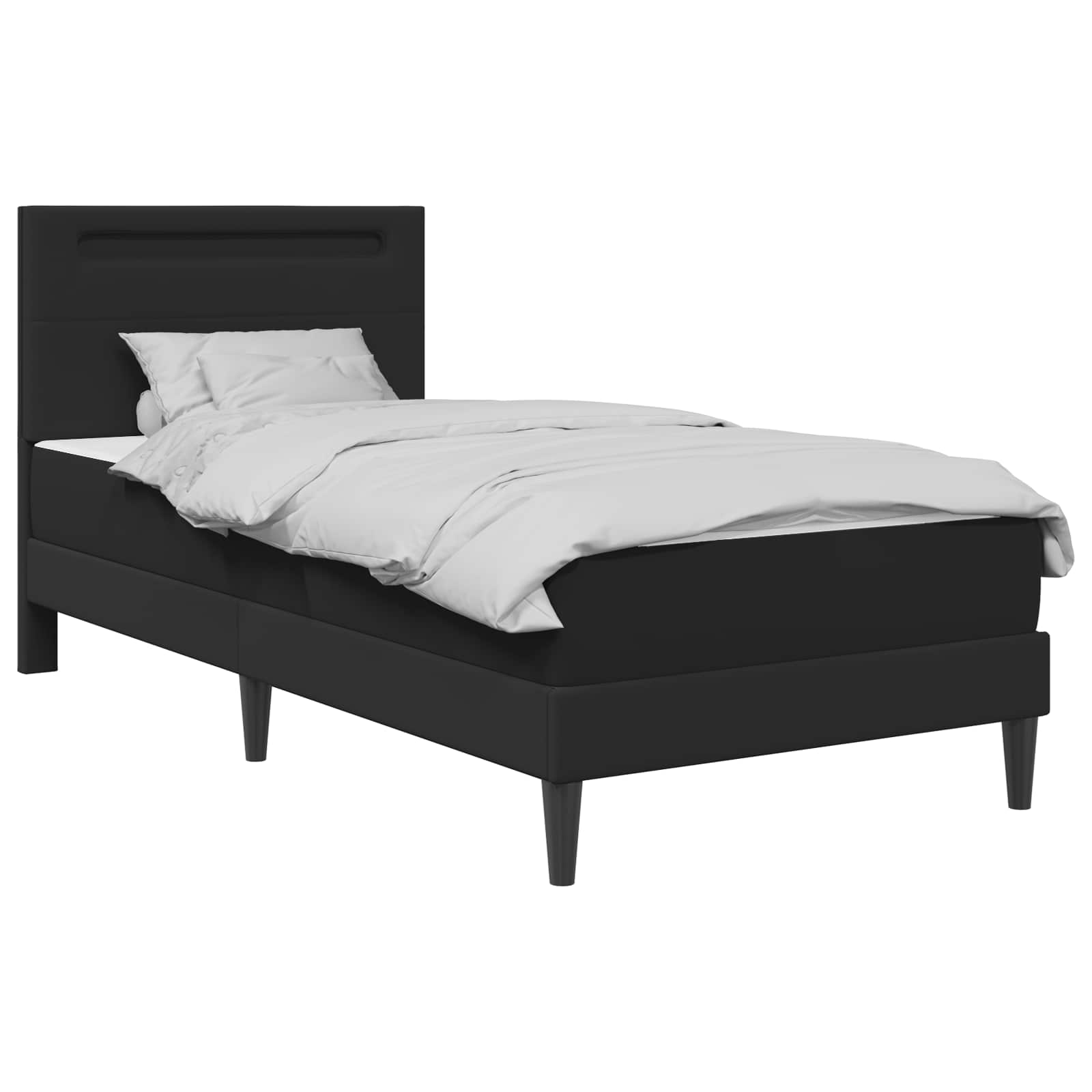 Cadre de lit avec bandes LED Noir 90 x 190 cm Simili cuir - XIOS