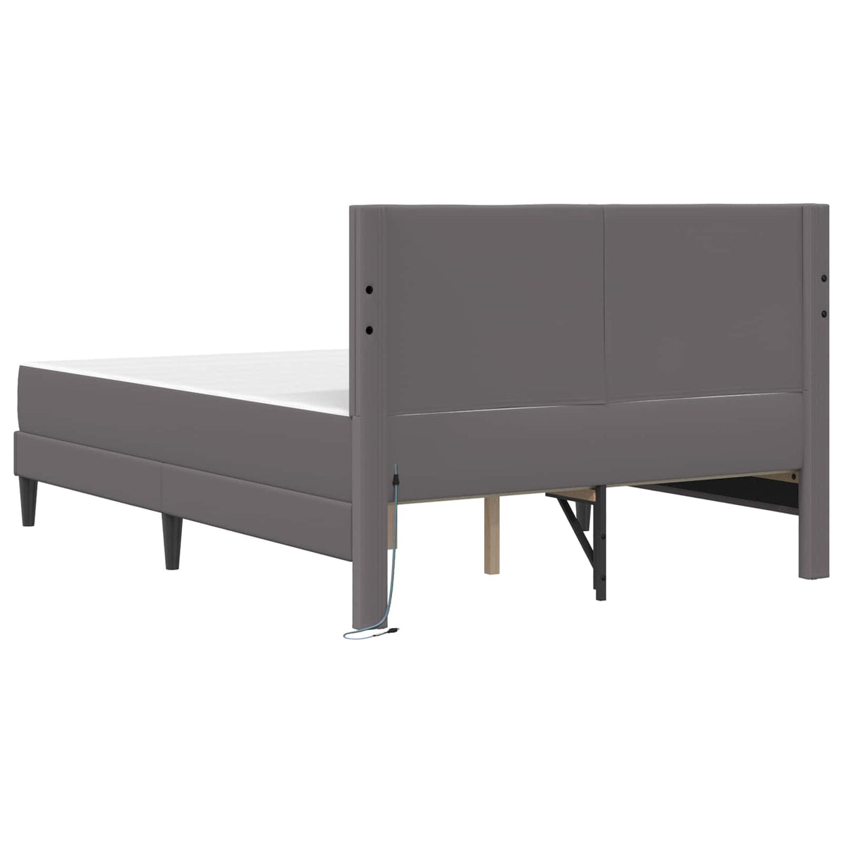 Cadre de lit avec matelas Gris 120 x 190 cm Simili cuir