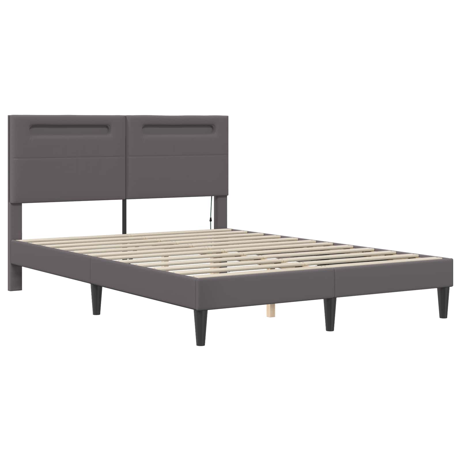 Cadre de lit avec bandes LED Gris 140 x 190 cm Simili cuir - XIOS