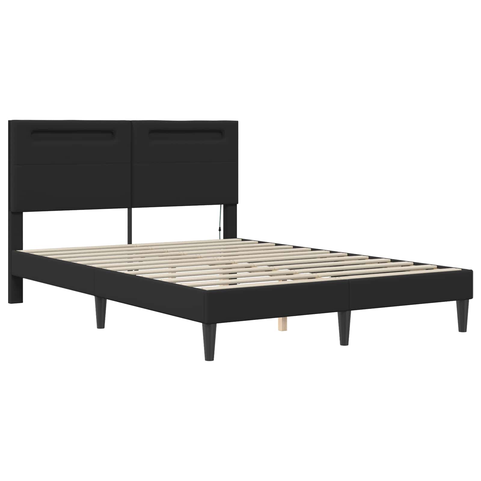 Cadre de lit avec bandes LED Noir 140 x 190 cm Simili cuir - XIOS