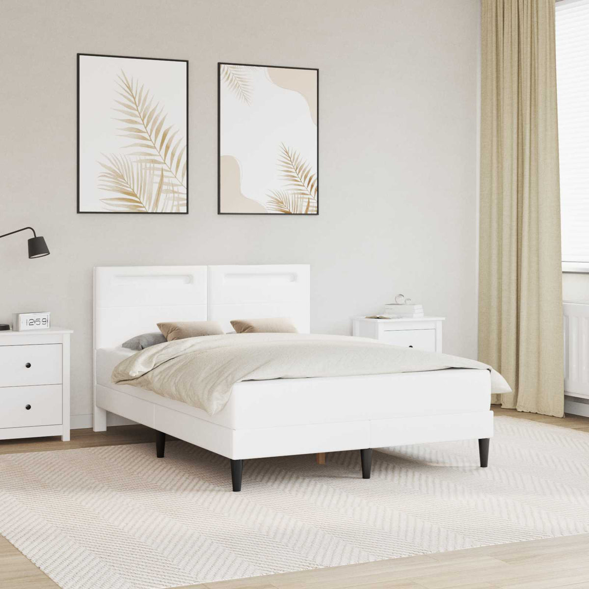 Cadre de lit avec matelas Blanc 140 x 190 cm Simili cuir
