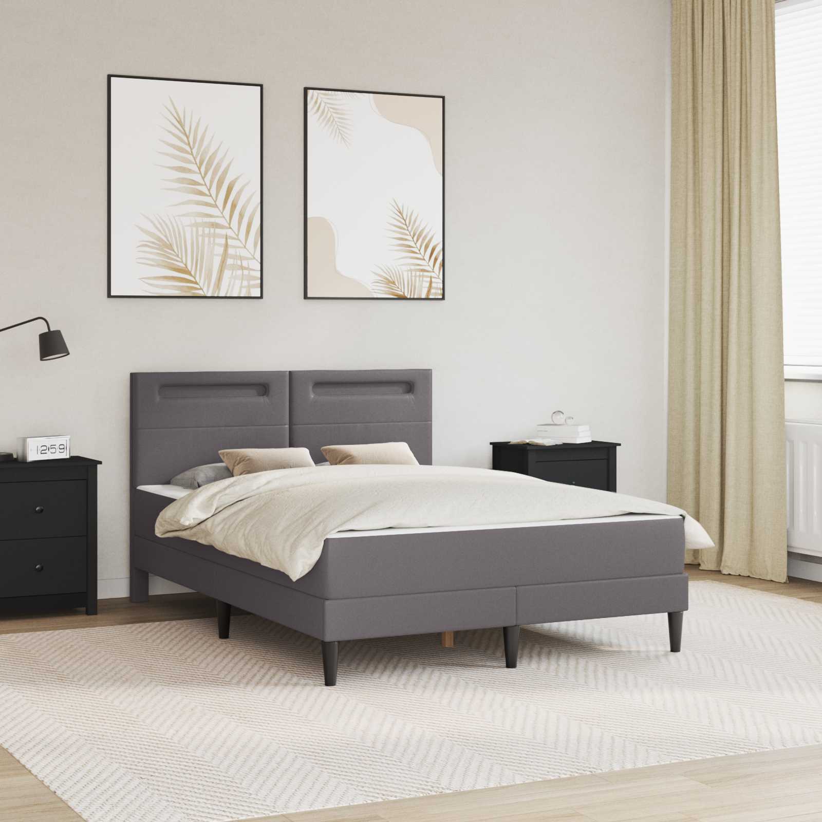 Cadre de lit avec bandes LED Gris 140 x 200 cm Simili cuir - XIOS