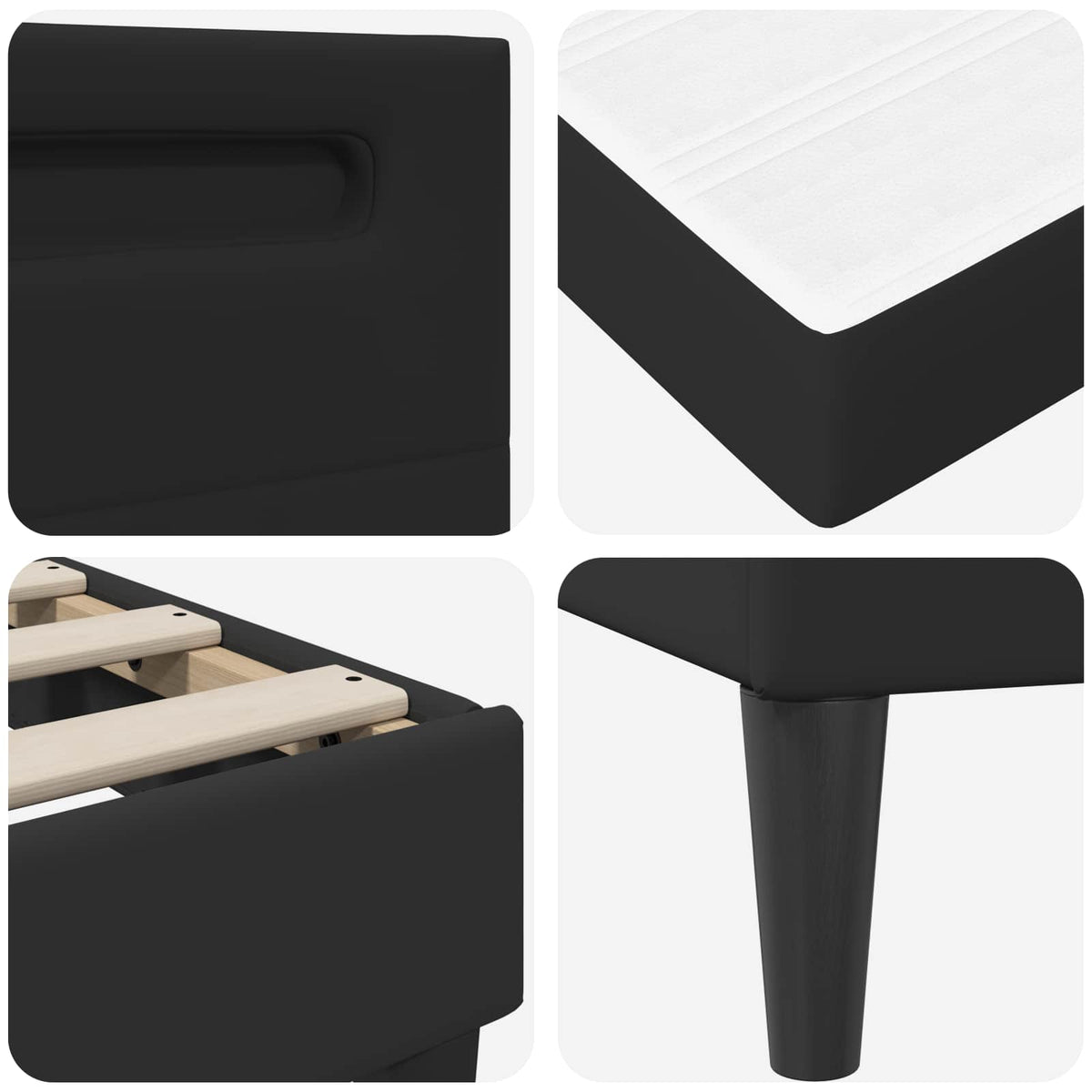Cadre de lit avec matelas Noir 180 x 200 cm Simili cuir