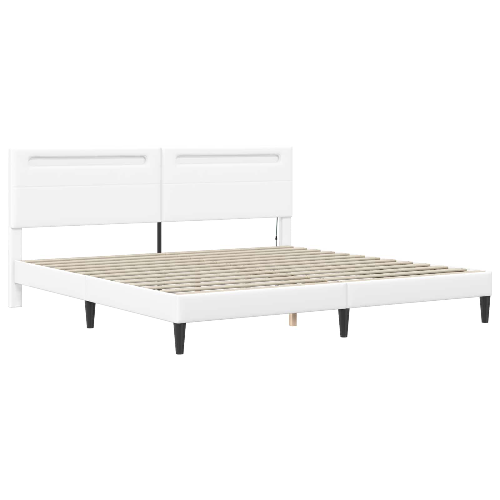 Cadre de lit avec bandes LED Blanc 180 x 200 cm Simili cuir - XIOS