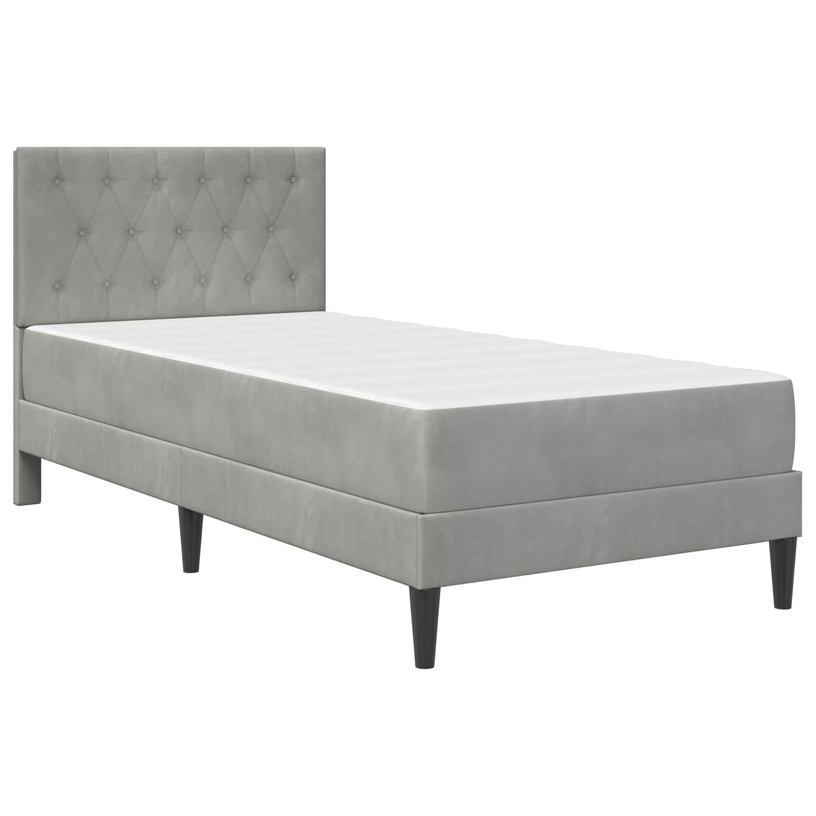 Cadre de lit avec matelas Gris clair 90 x 190 cm Velours - XIOS