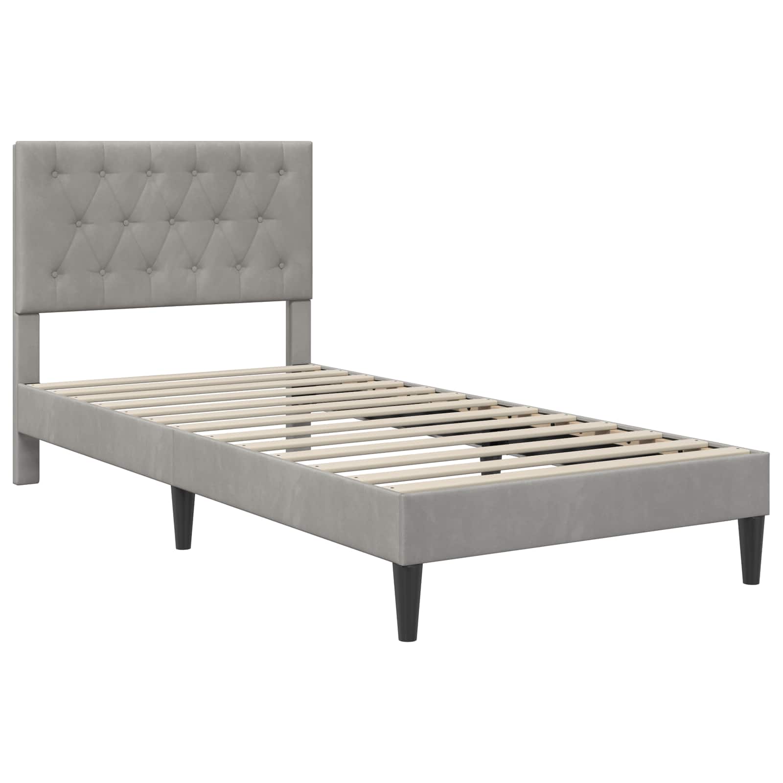 Cadre de lit avec matelas Gris clair 90 x 190 cm Velours - XIOS