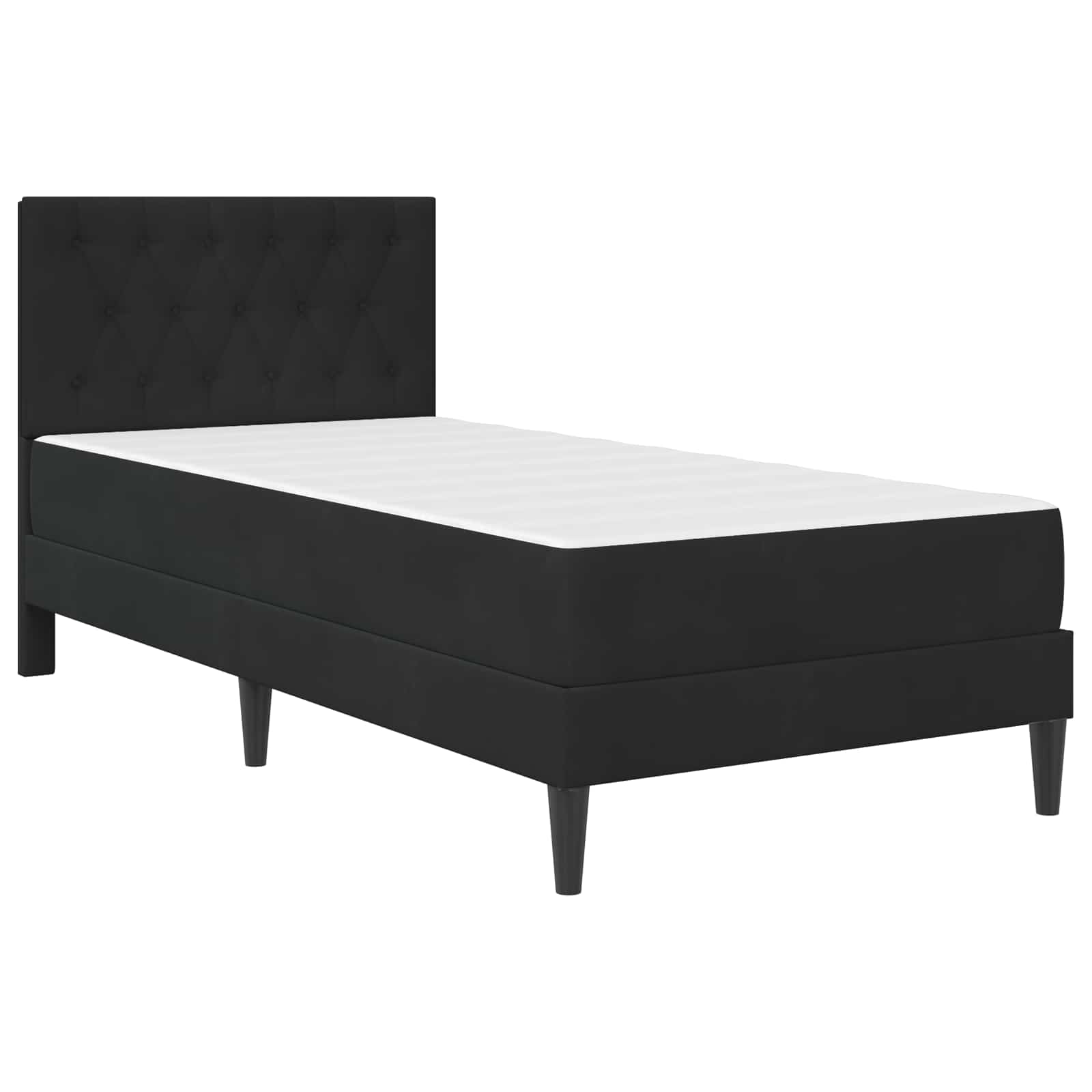 Cadre de lit avec matelas Noir 90 x 190 cm Velours - XIOS