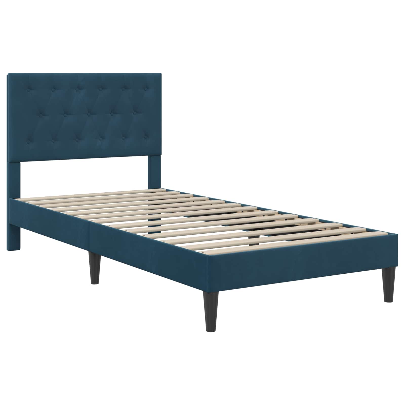 Cadre de lit avec matelas Bleu 90 x 190 cm Velours - XIOS