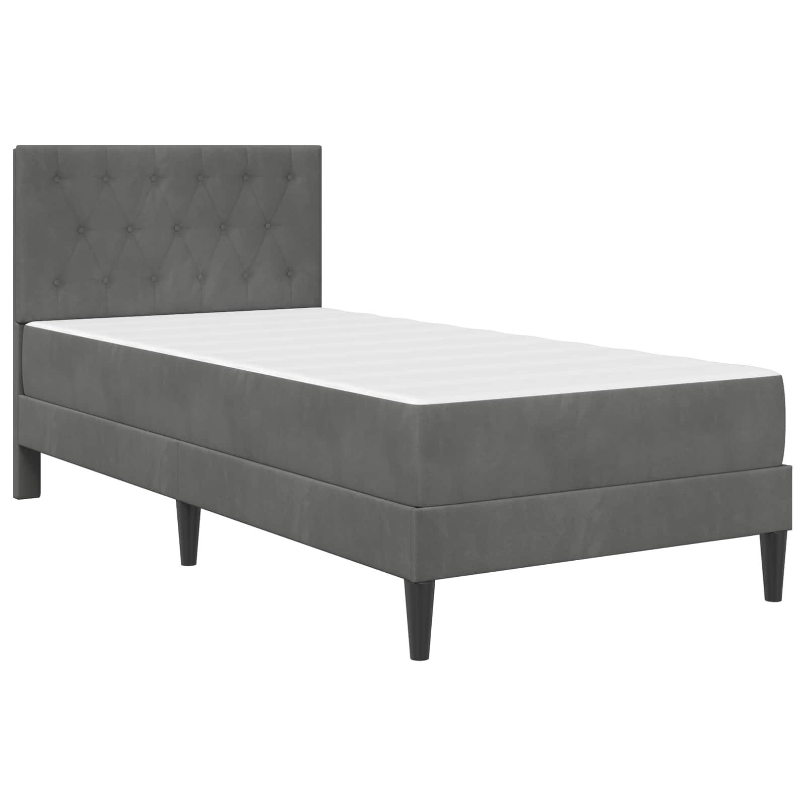 Cadre de lit avec matelas Gris foncé 90 x 200 cm Velours - XIOS