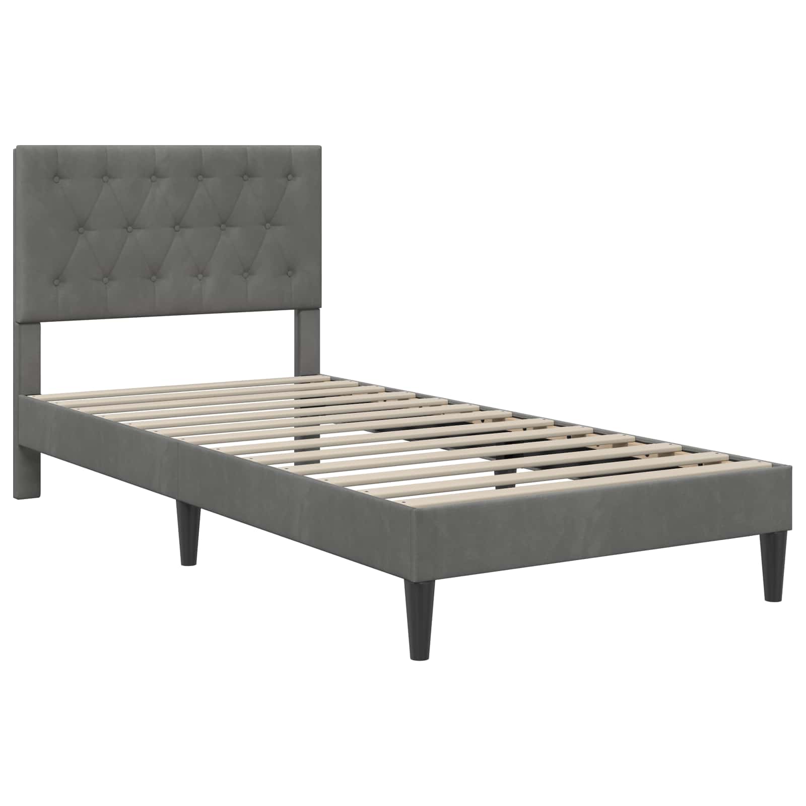 Cadre de lit avec matelas Gris foncé 90 x 200 cm Velours - XIOS