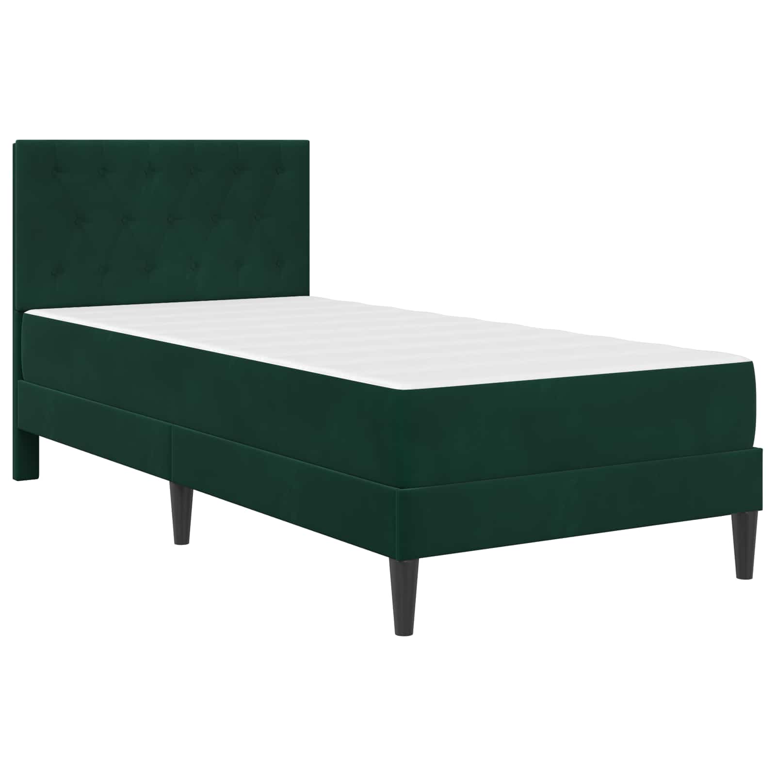 Cadre de lit avec matelas Vert foncé 90 x 200 cm Velours - XIOS