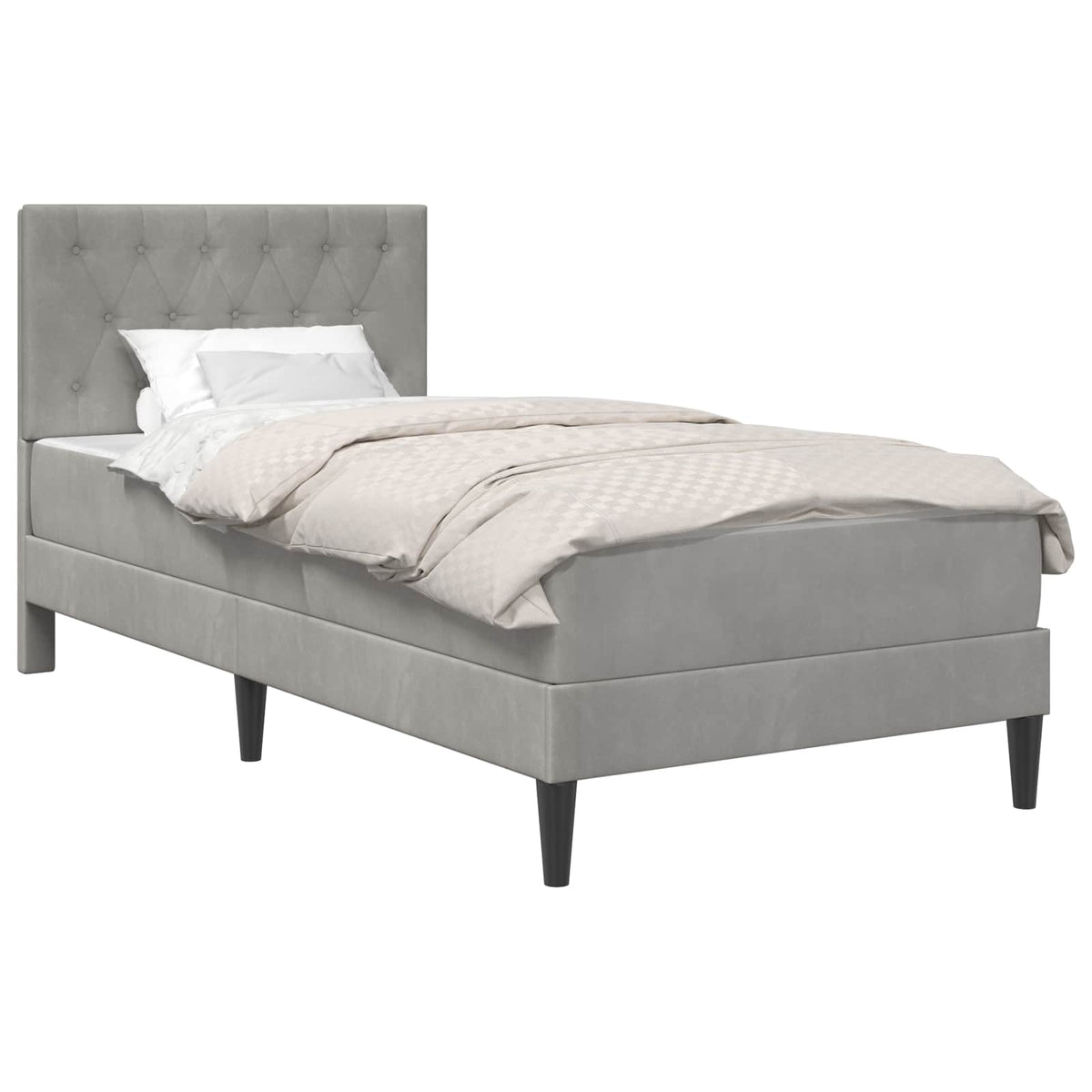 Cadre de lit avec matelas Gris clair 100 x 200 cm Velours - XIOS