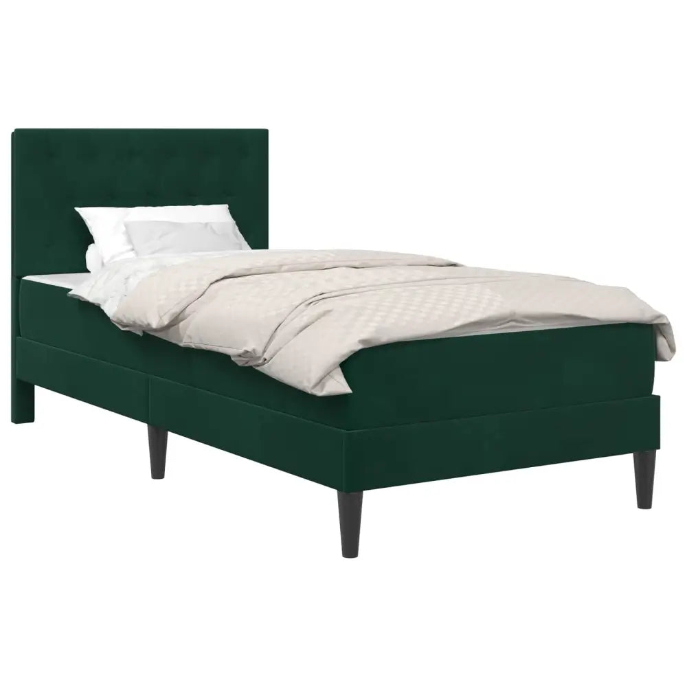 Cadre de lit avec matelas Vert foncé 100 x 200 cm Velours - XIOS