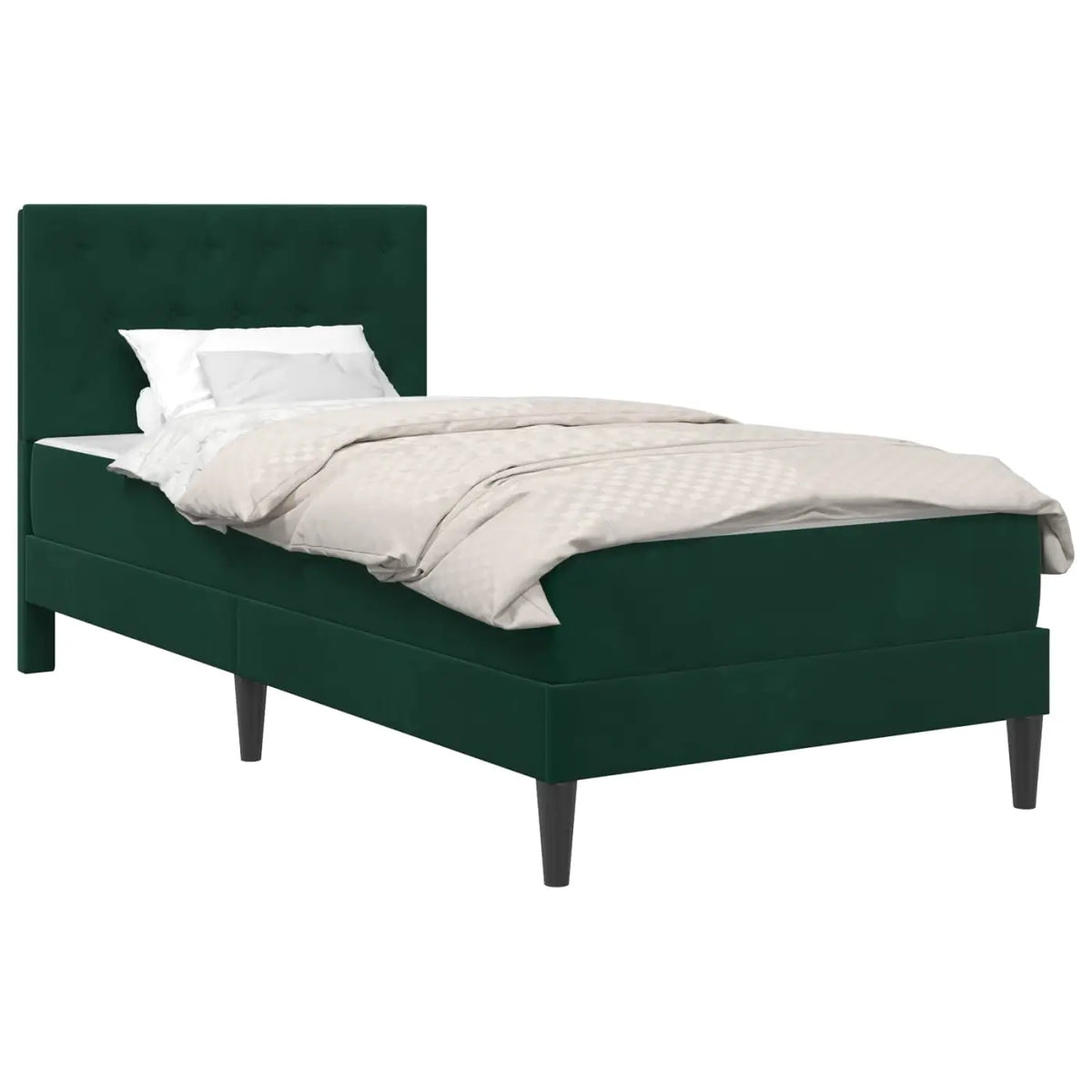 Cadre de lit avec matelas Vert foncé 100 x 200 cm Velours - XIOS