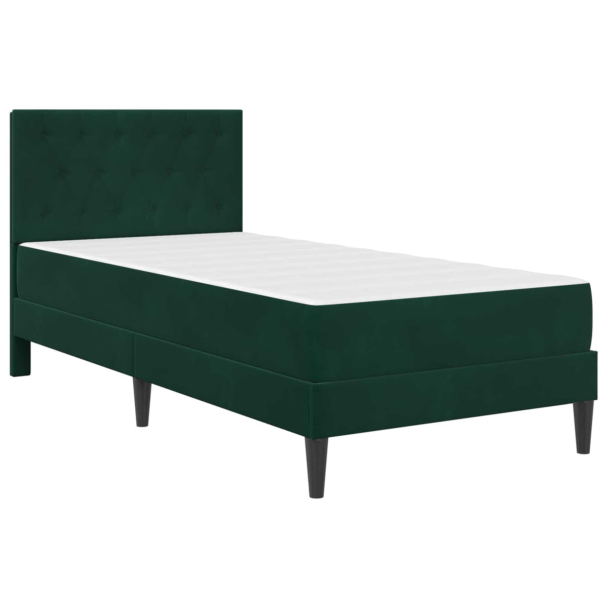 Cadre de lit avec matelas Vert foncé 100 x 200 cm Velours