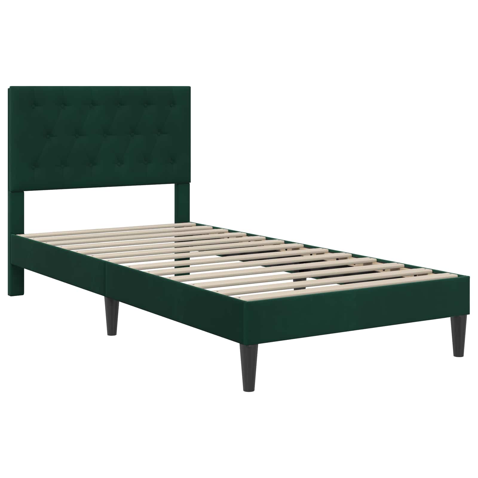 Cadre de lit avec matelas Vert foncé 100 x 200 cm Velours - XIOS