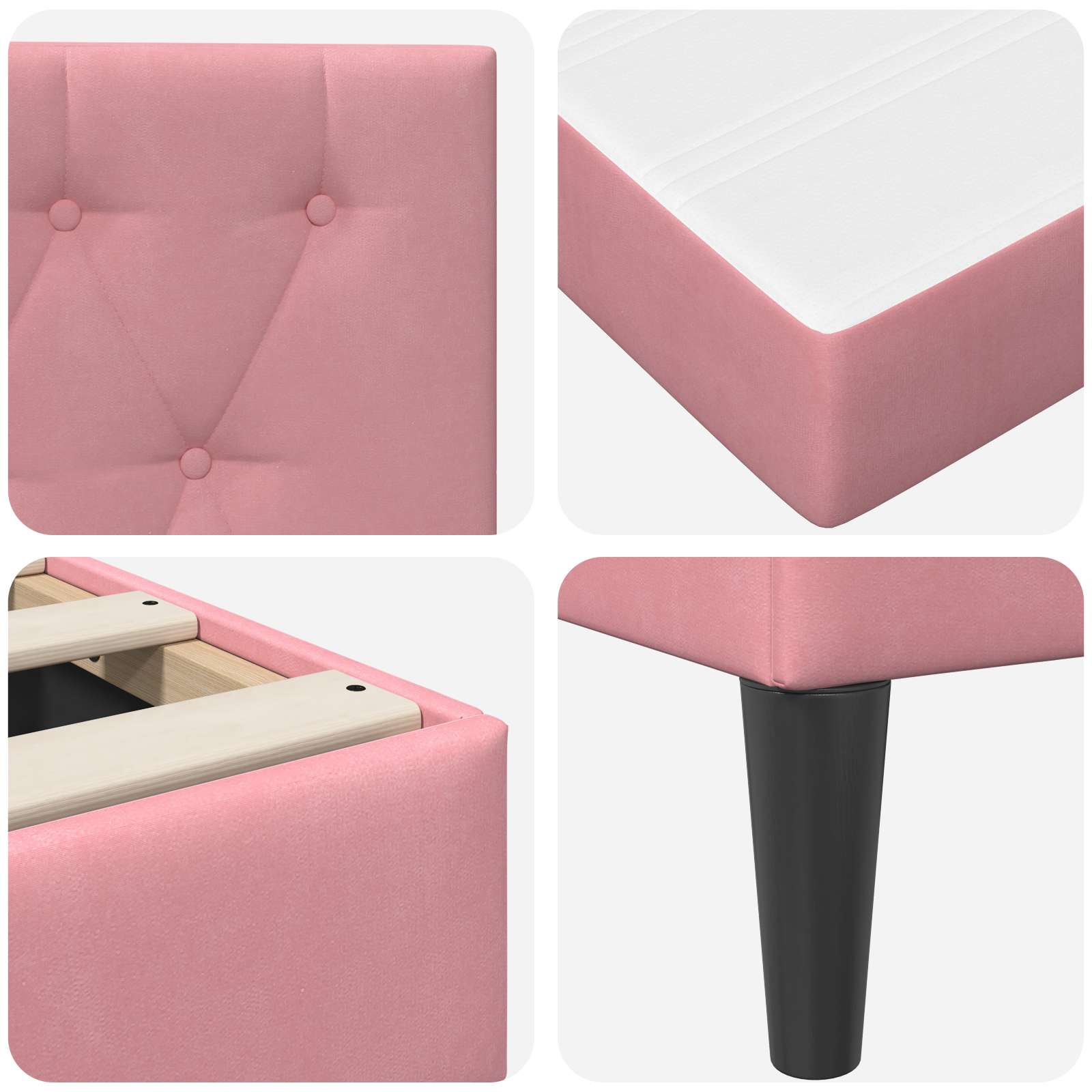 Cadre de lit avec matelas Rose 100 x 200 cm Velours - XIOS