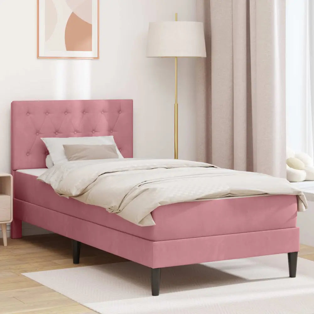 Cadre de lit avec matelas Rose 100 x 200 cm Velours - XIOS