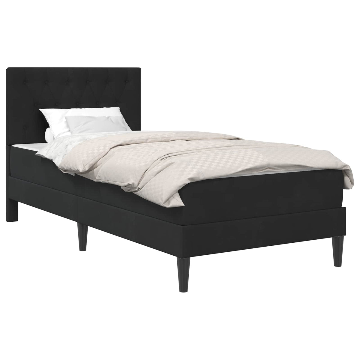 Cadre de lit avec matelas Noir 100 x 200 cm Velours - XIOS