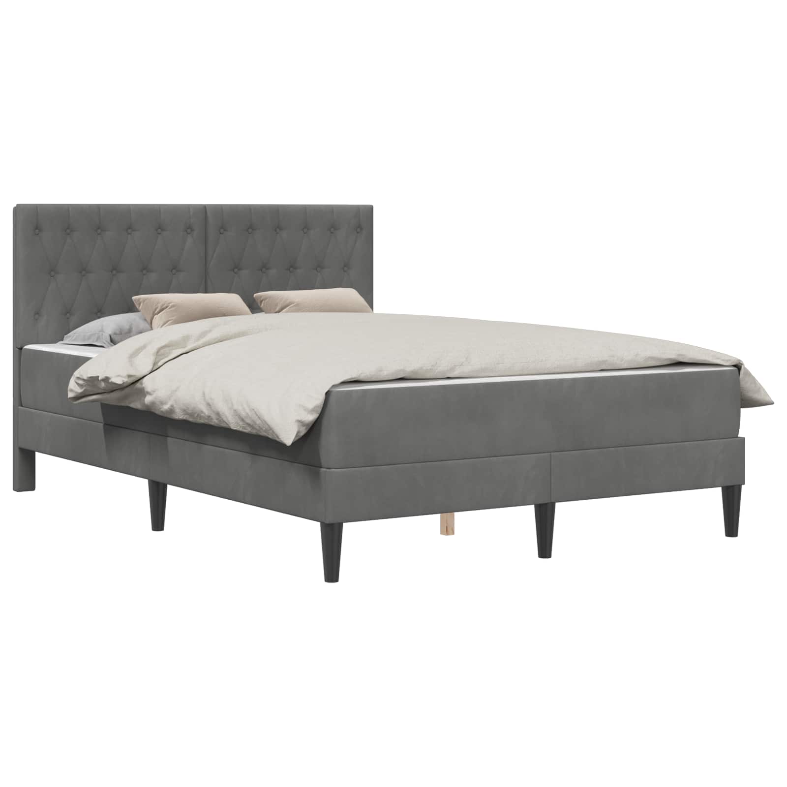 Cadre de lit avec matelas Gris foncé 120 x 190 cm Velours - XIOS