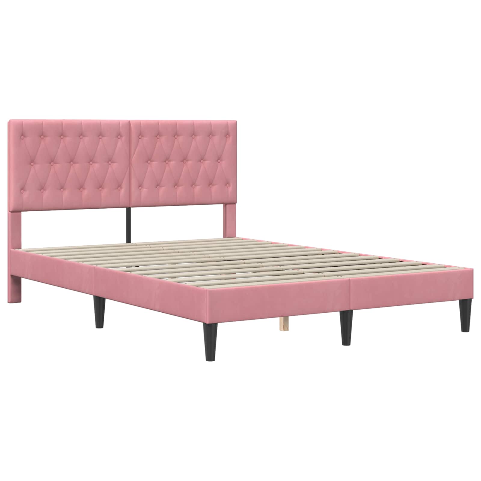 Cadre de lit avec matelas vidaXL Rose Rose 120 x 190 cm Velours - XIOS