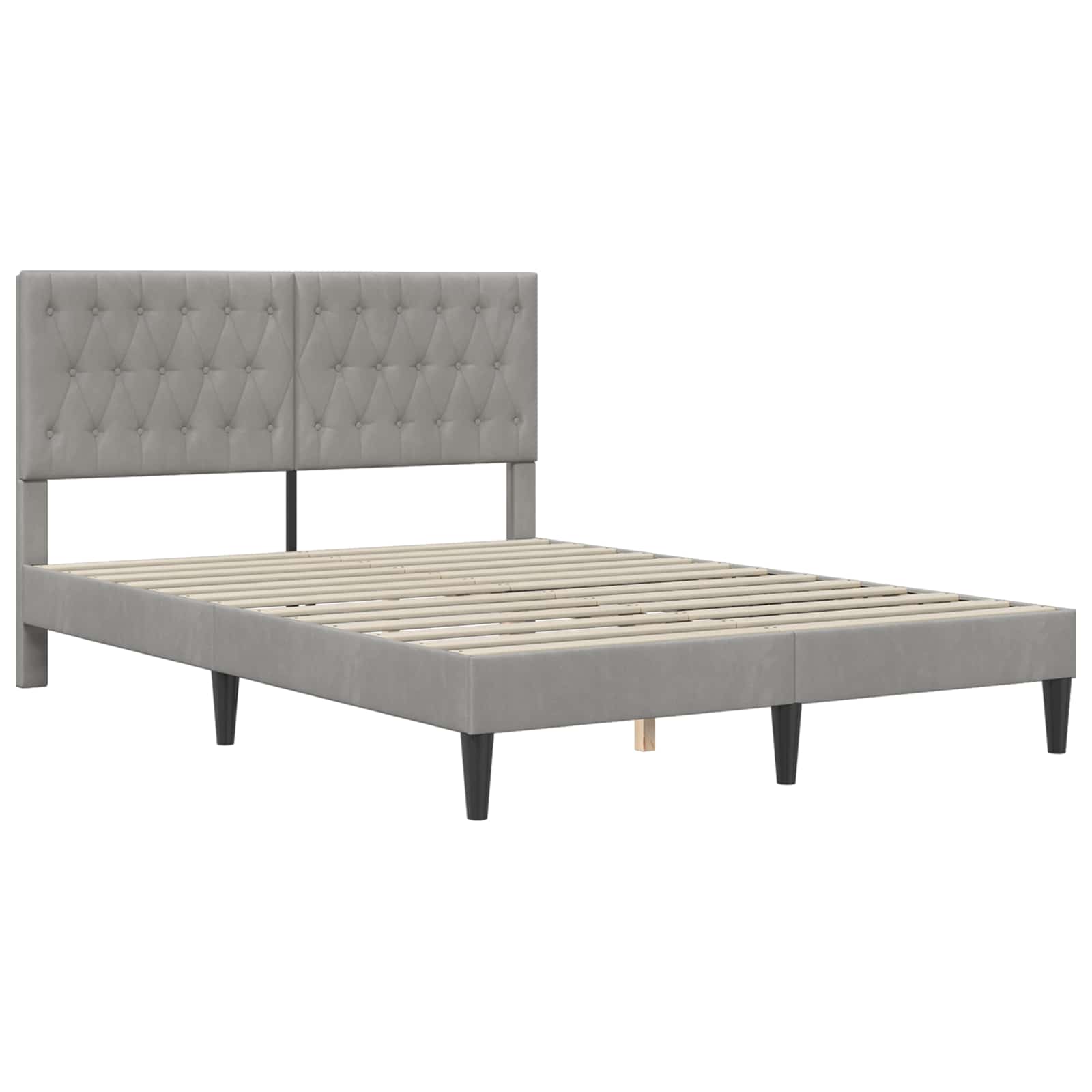 Cadre de lit avec matelas Gris clair 140 x 200 cm Velours - XIOS