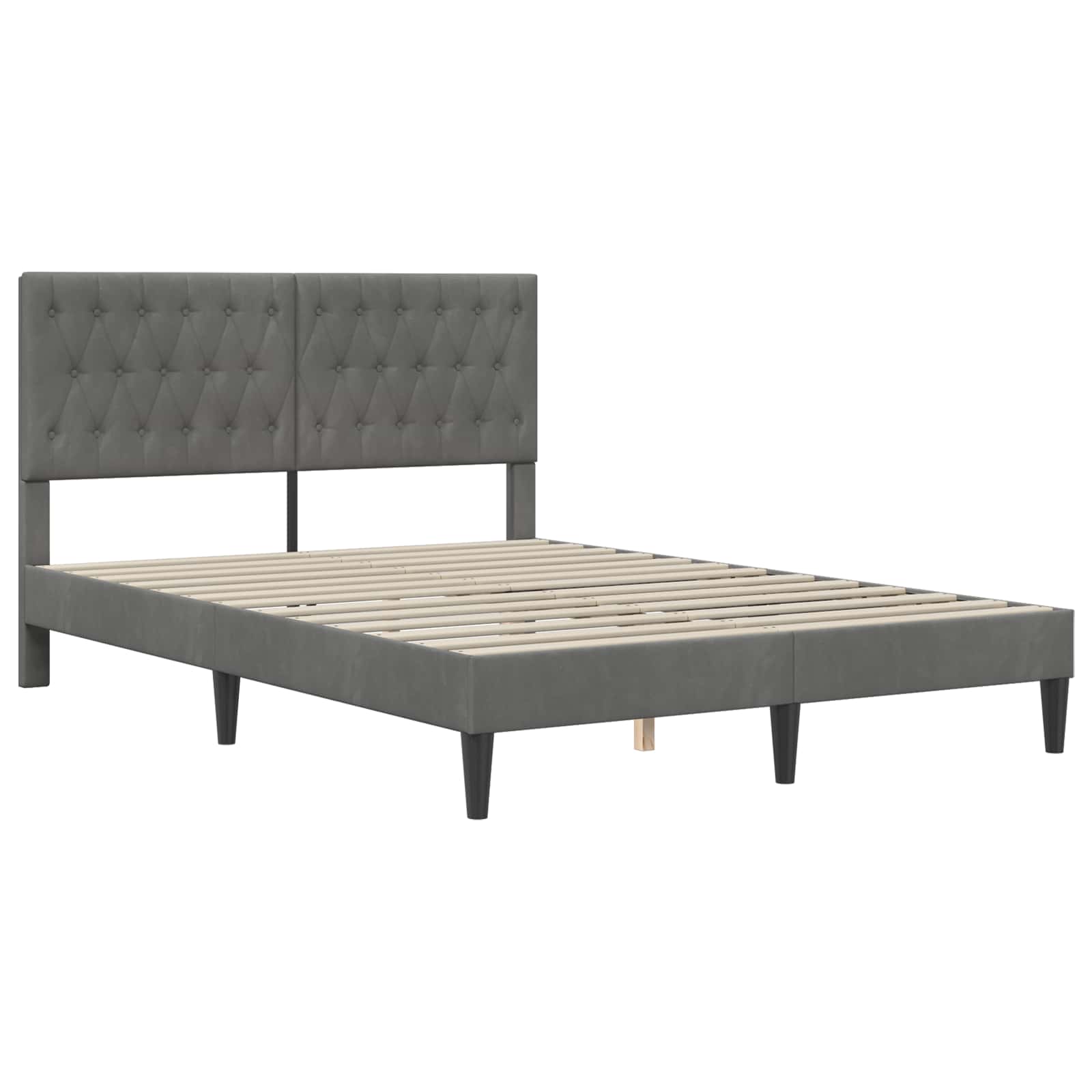 Cadre de lit avec matelas Gris foncé 140 x 200 cm Velours - XIOS