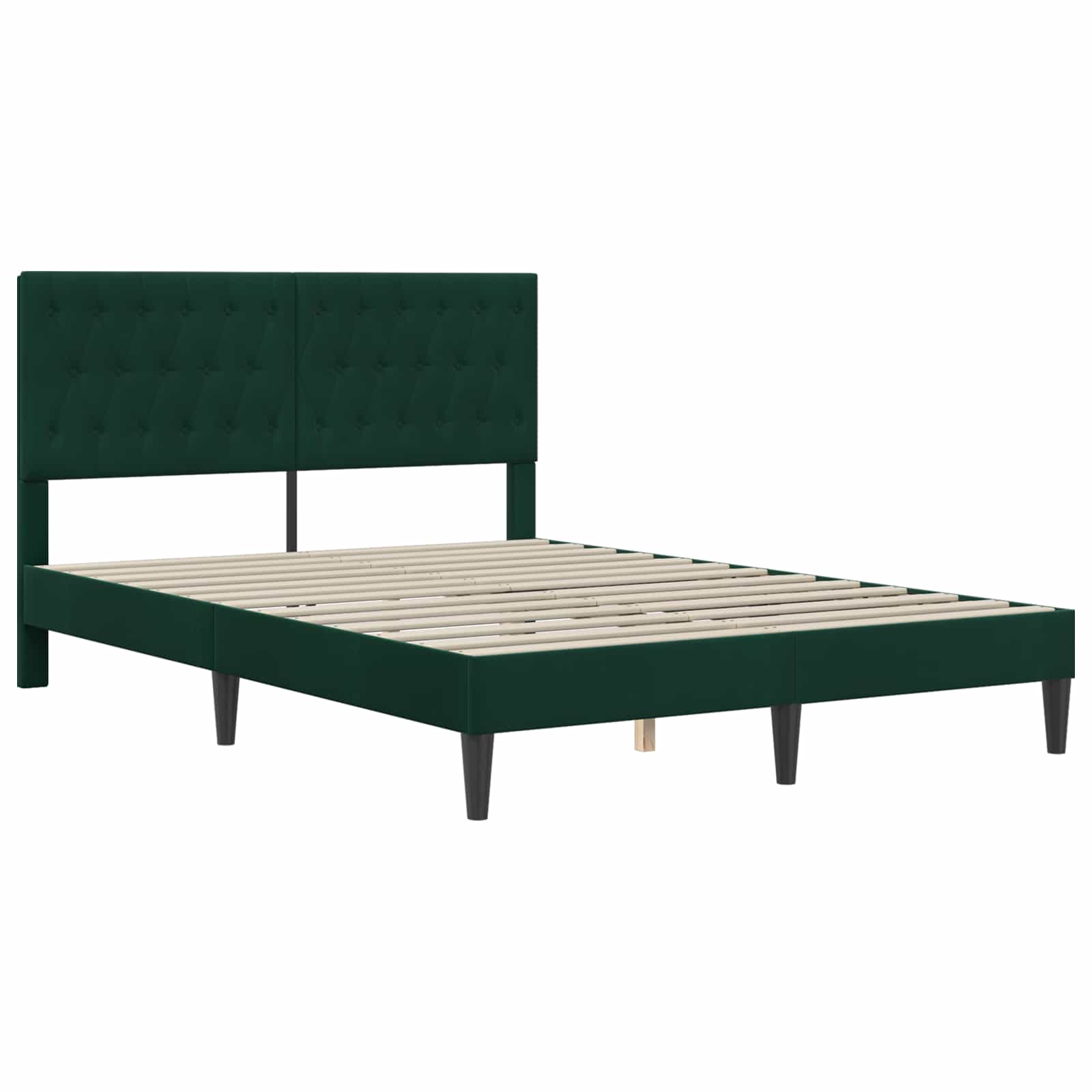 Cadre de lit avec matelas Vert foncé 160 x 200 cm Velours - XIOS