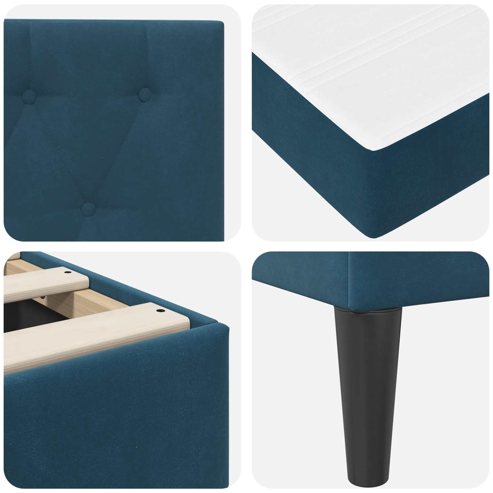 Cadre de lit avec matelas Bleu 160 x 200 cm Velours - XIOS