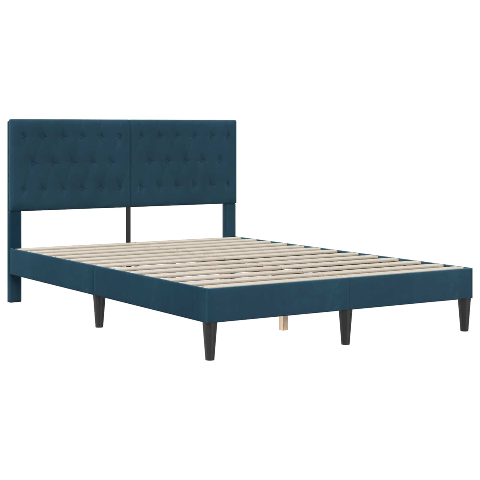 Cadre de lit avec matelas Bleu 160 x 200 cm Velours - XIOS