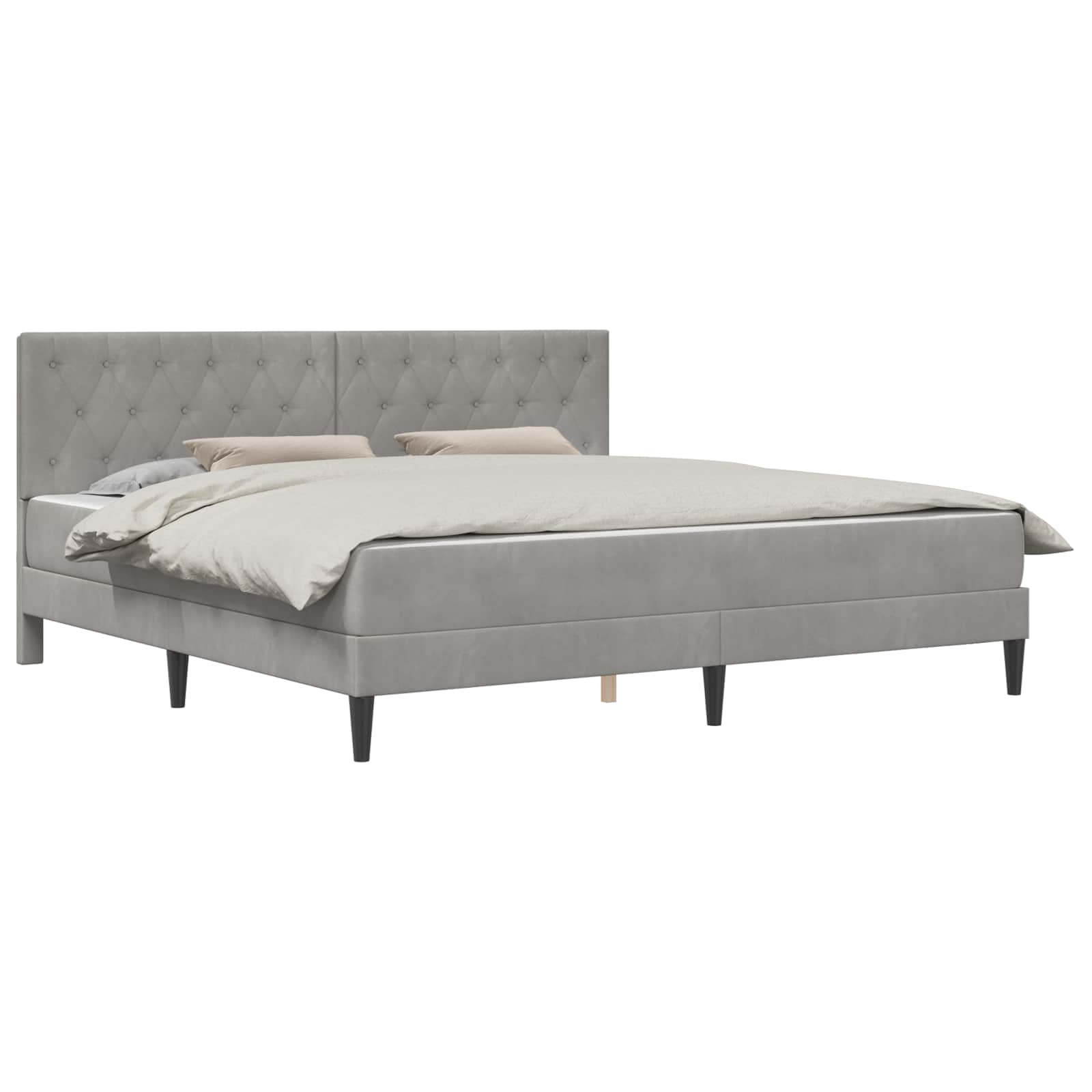 Cadre de lit avec matelas Gris clair 180 x 200 cm Velours - XIOS