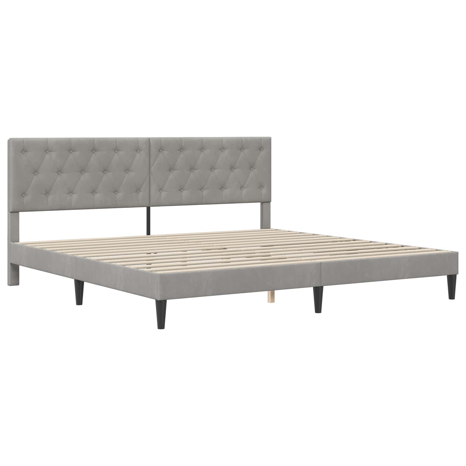 Cadre de lit avec matelas Gris clair 180 x 200 cm Velours - XIOS