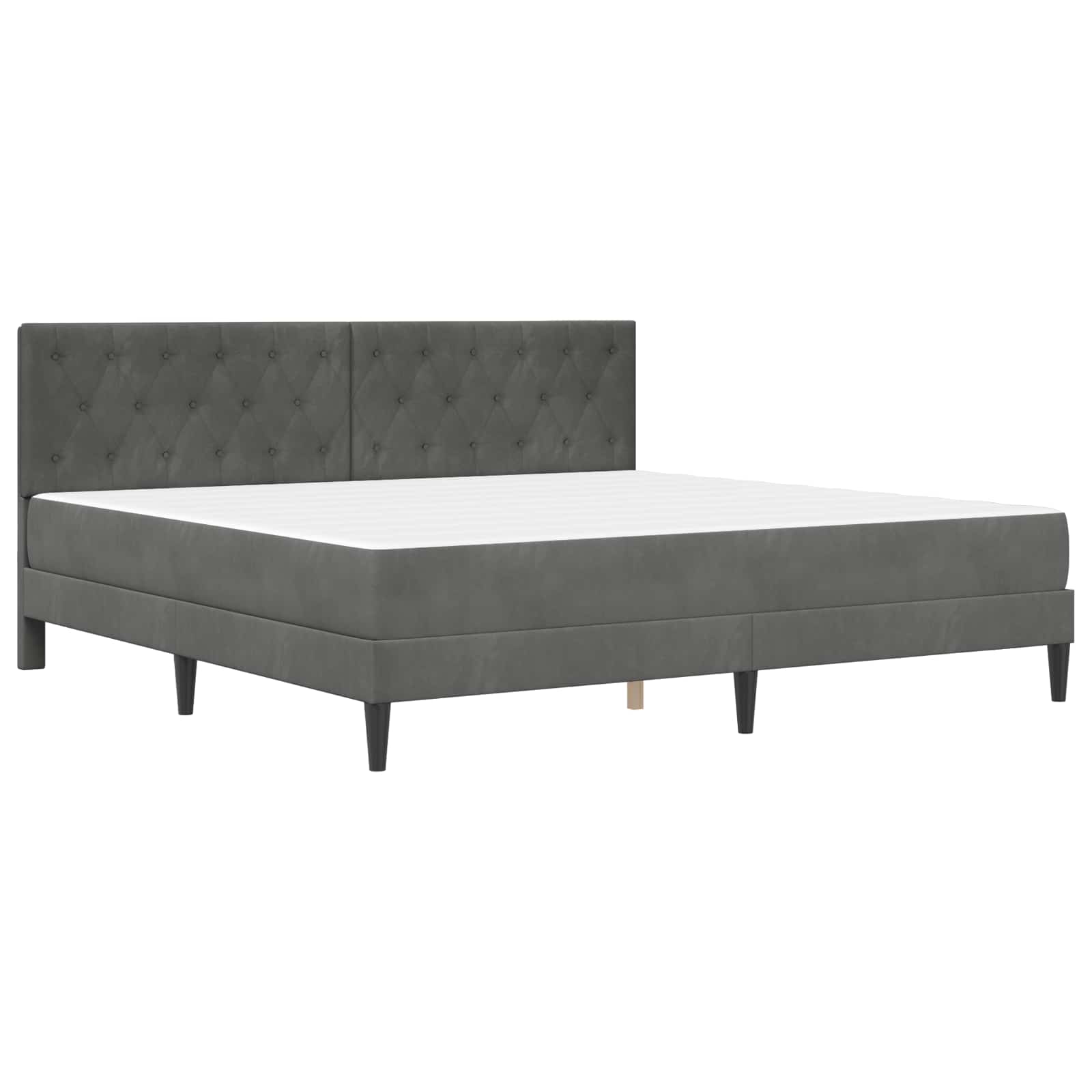 Cadre de lit avec matelas Gris foncé 180 x 200 cm Velours - XIOS