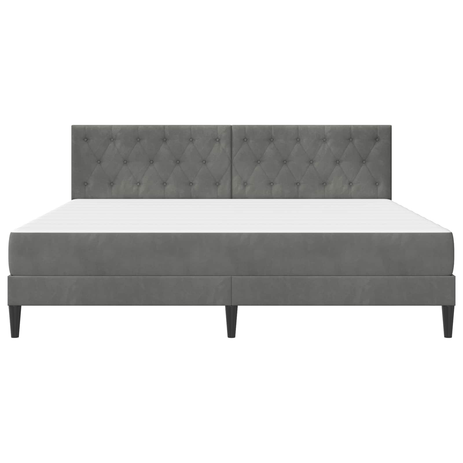 Cadre de lit avec matelas Gris foncé 180 x 200 cm Velours - XIOS