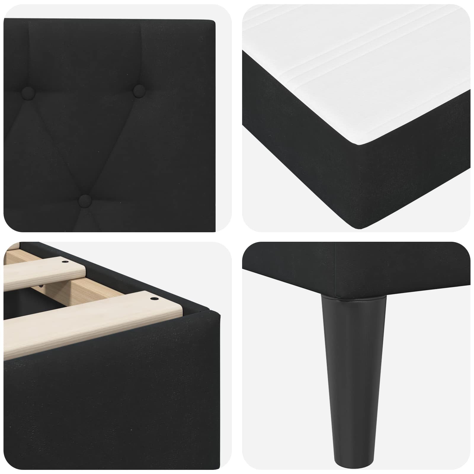 Cadre de lit avec matelas Noir 180 x 200 cm Velours - XIOS