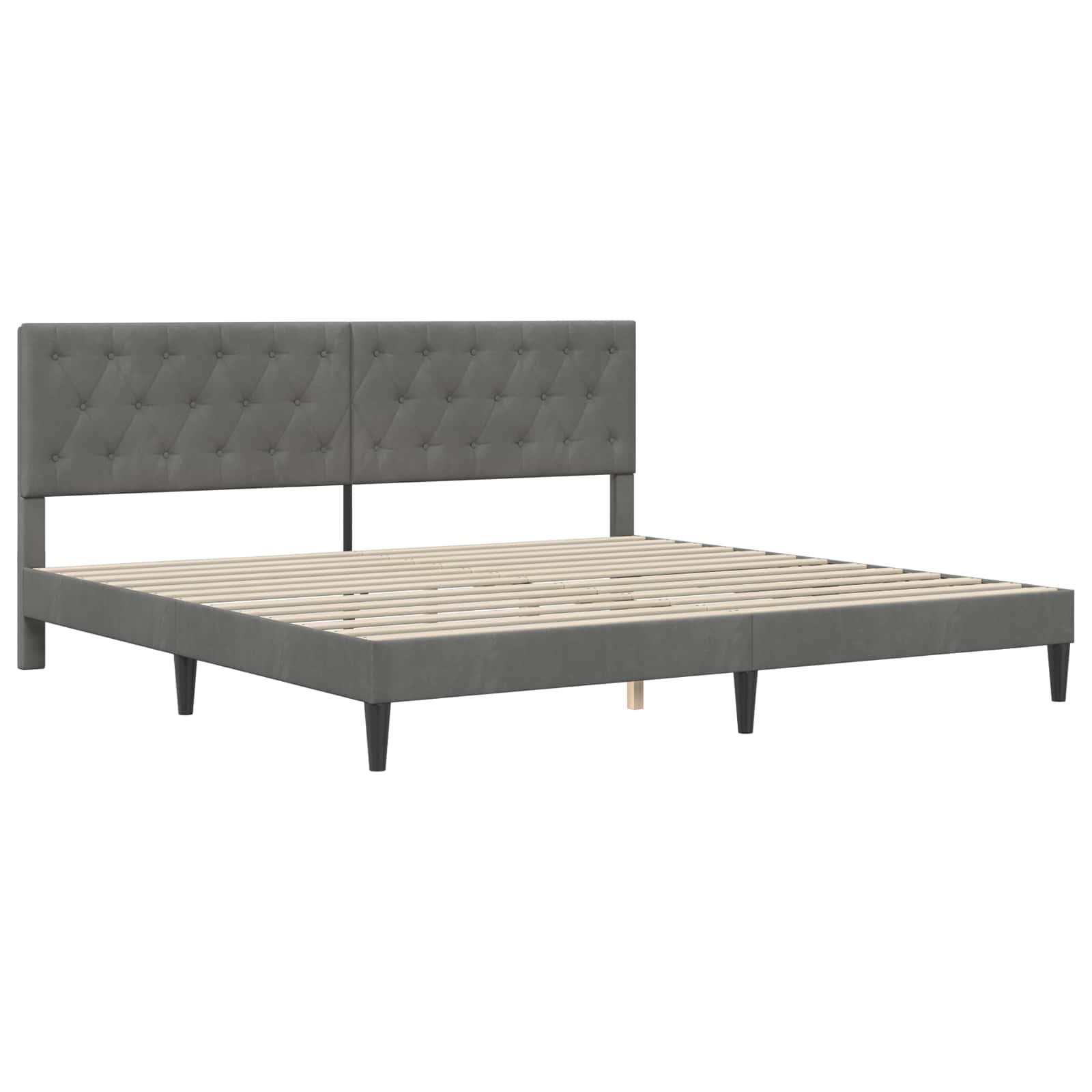 Cadre de lit avec matelas Gris foncé 200 x 200 cm Velours - XIOS